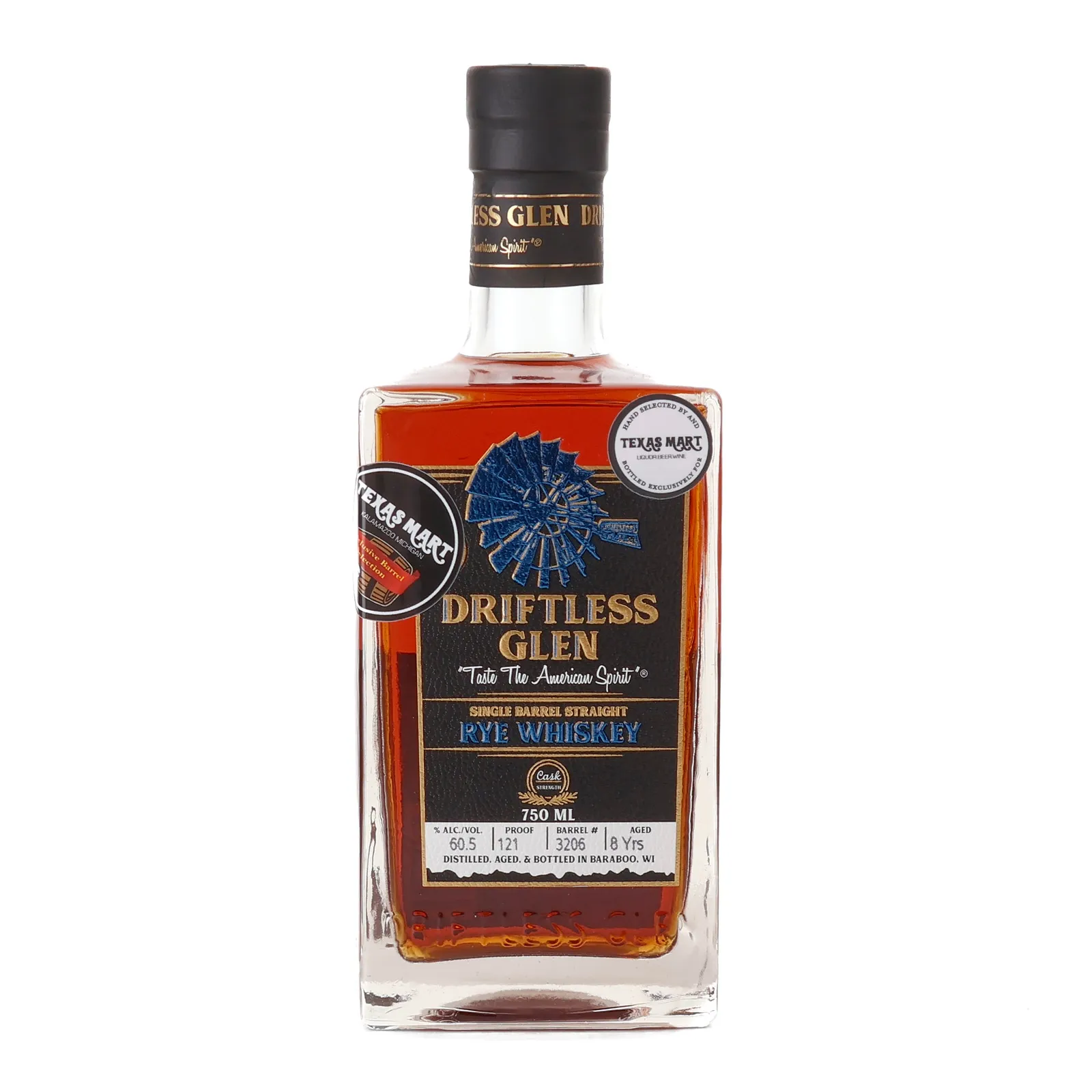 Driftless Glen Texas Mart Private Barrel Selection 8 Year Old, Cask #3206, 60.5% whisky bottle