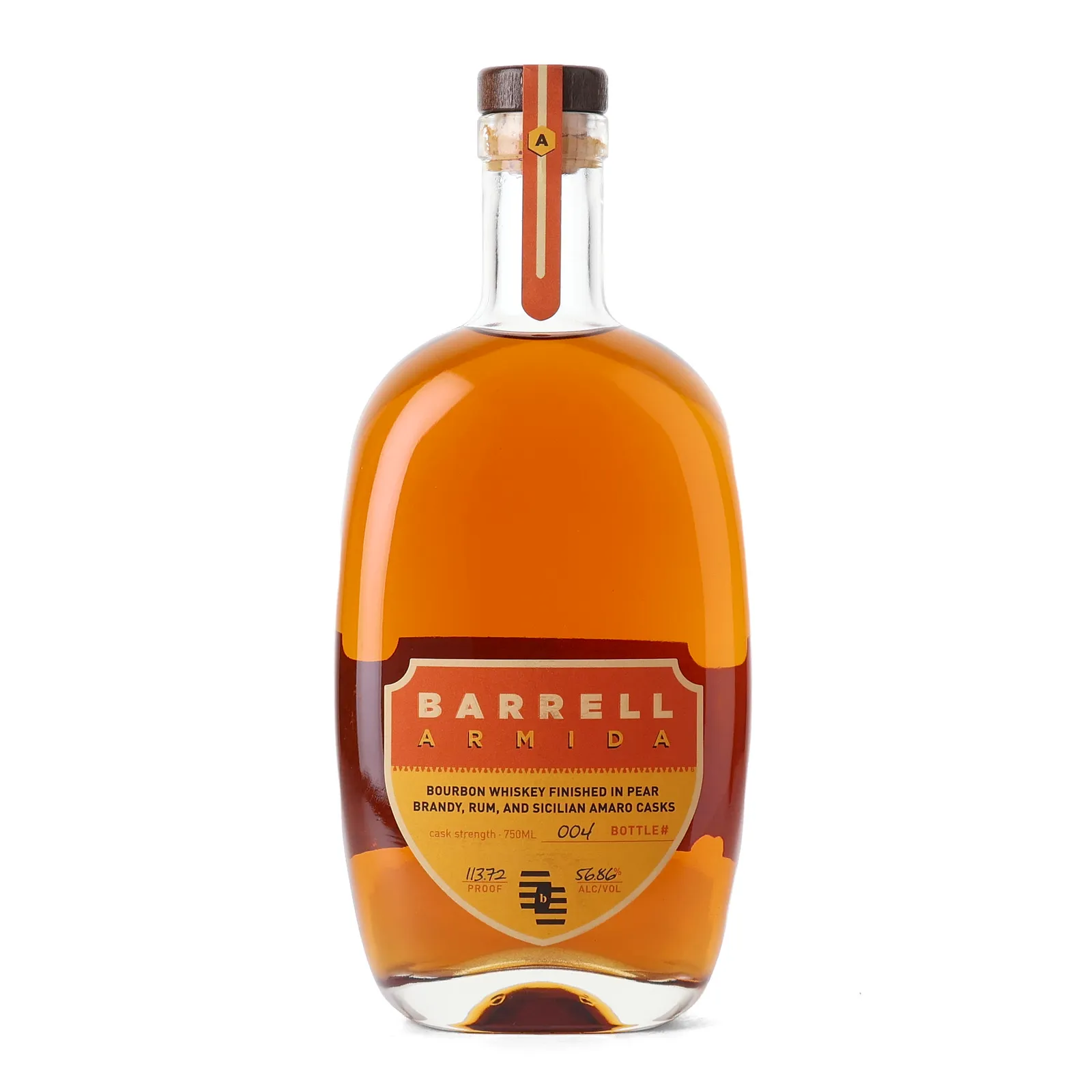 Barrell Craft Spirits Armida Cask Strength Bourbon, Pear Brandy, Rum & Sicilian Amaro Cask, 56.9% whisky bottle