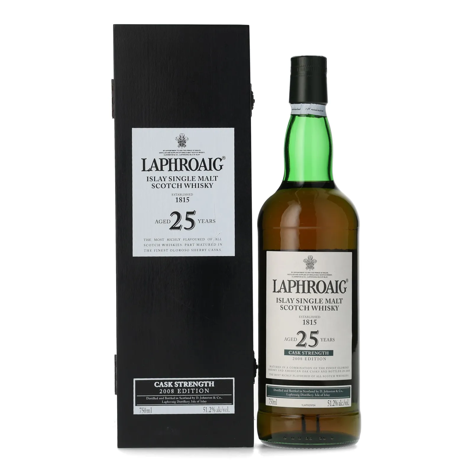 Laphroaig Cask Strength 25 Year Old, Oloroso Sherry & American Oak Cask, 2008, 51.2% whisky bottle