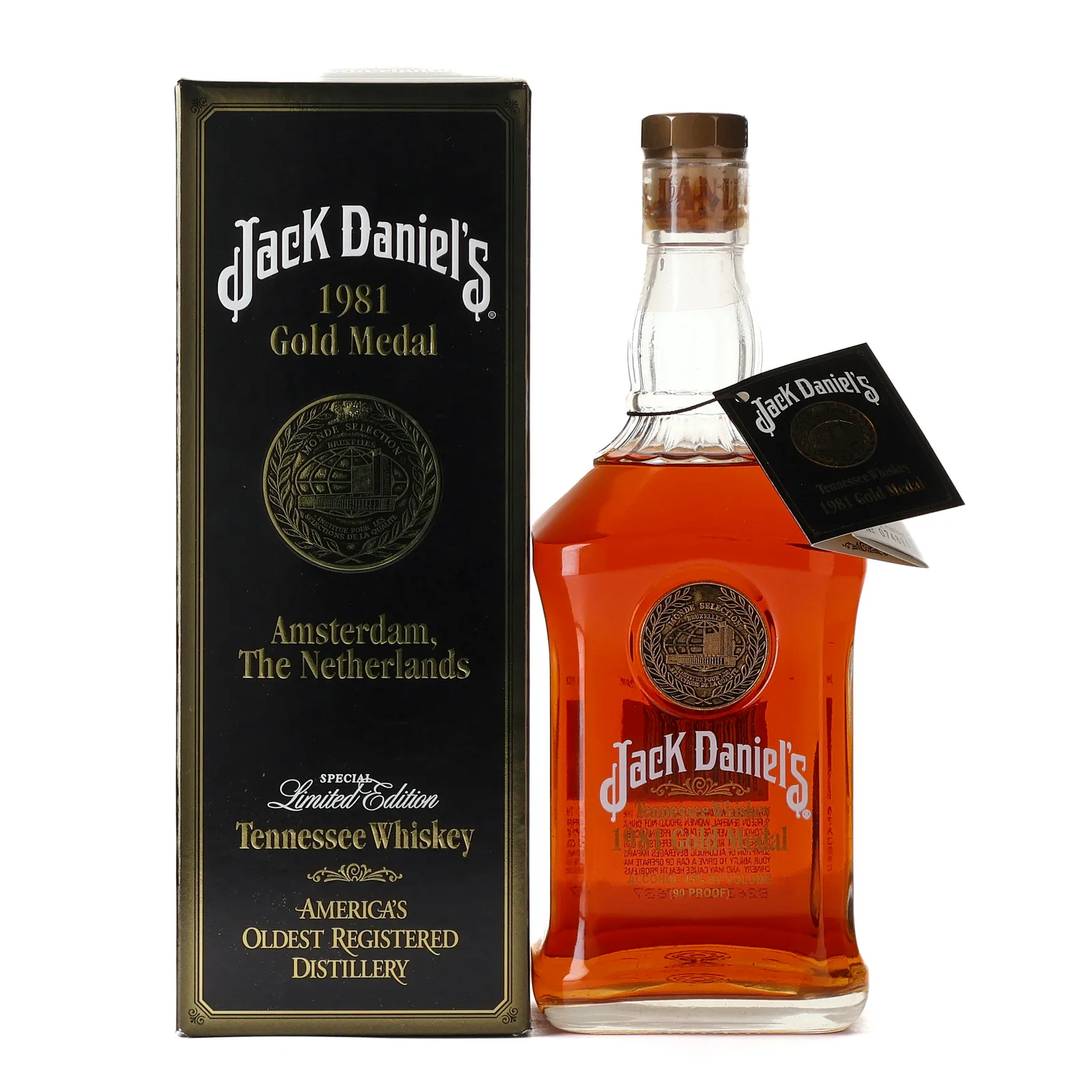 Jack Daniel's 1981 Gold Medal Amsterdam, The Netherlands Tennessee Whiskey, New Charred Oak Cask, Batch 053083, 2006, 45% whisky bottle