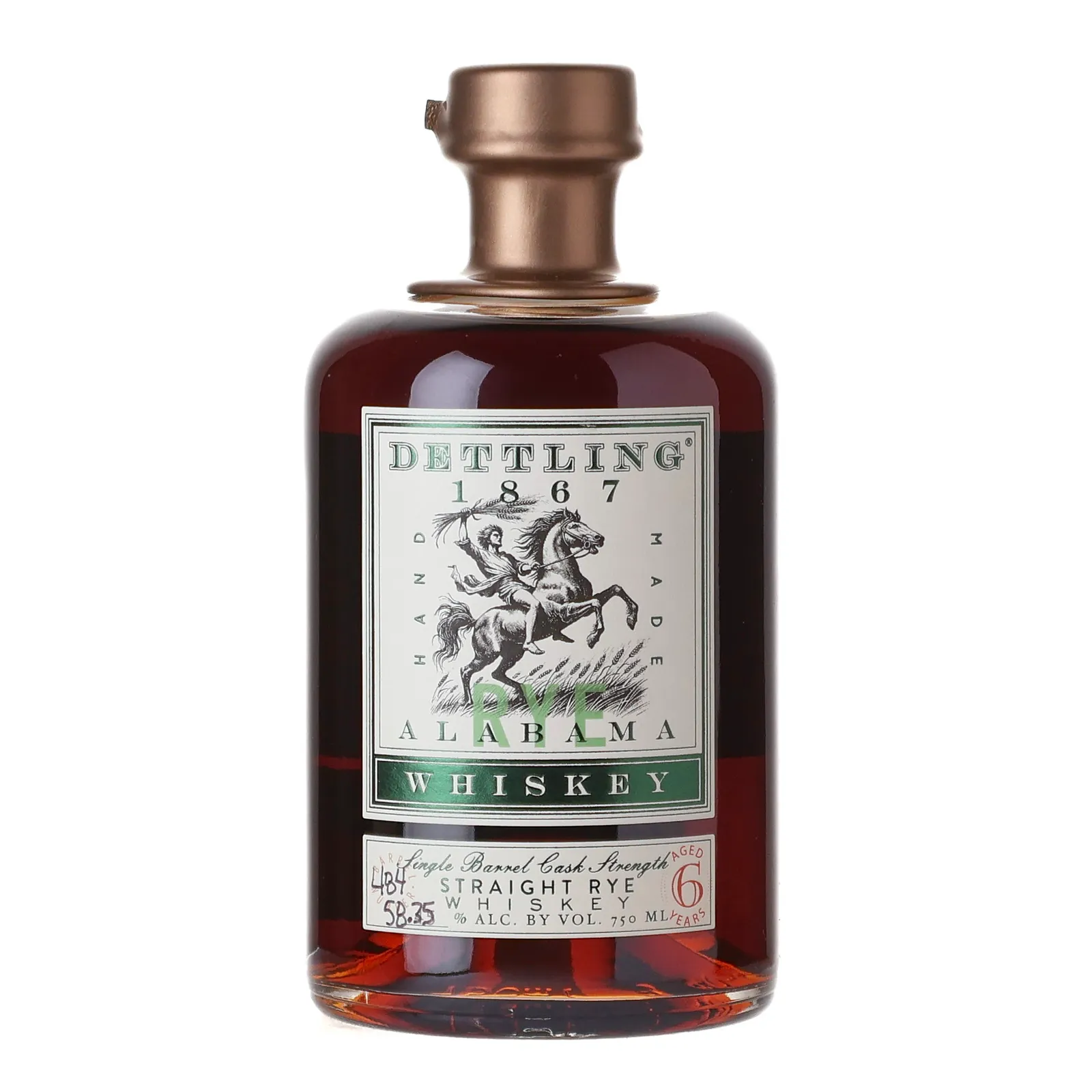 Dettling Cask Strength Rye 6 Year Old, New American Oak Cask, Cask #484, 58.4% whisky bottle