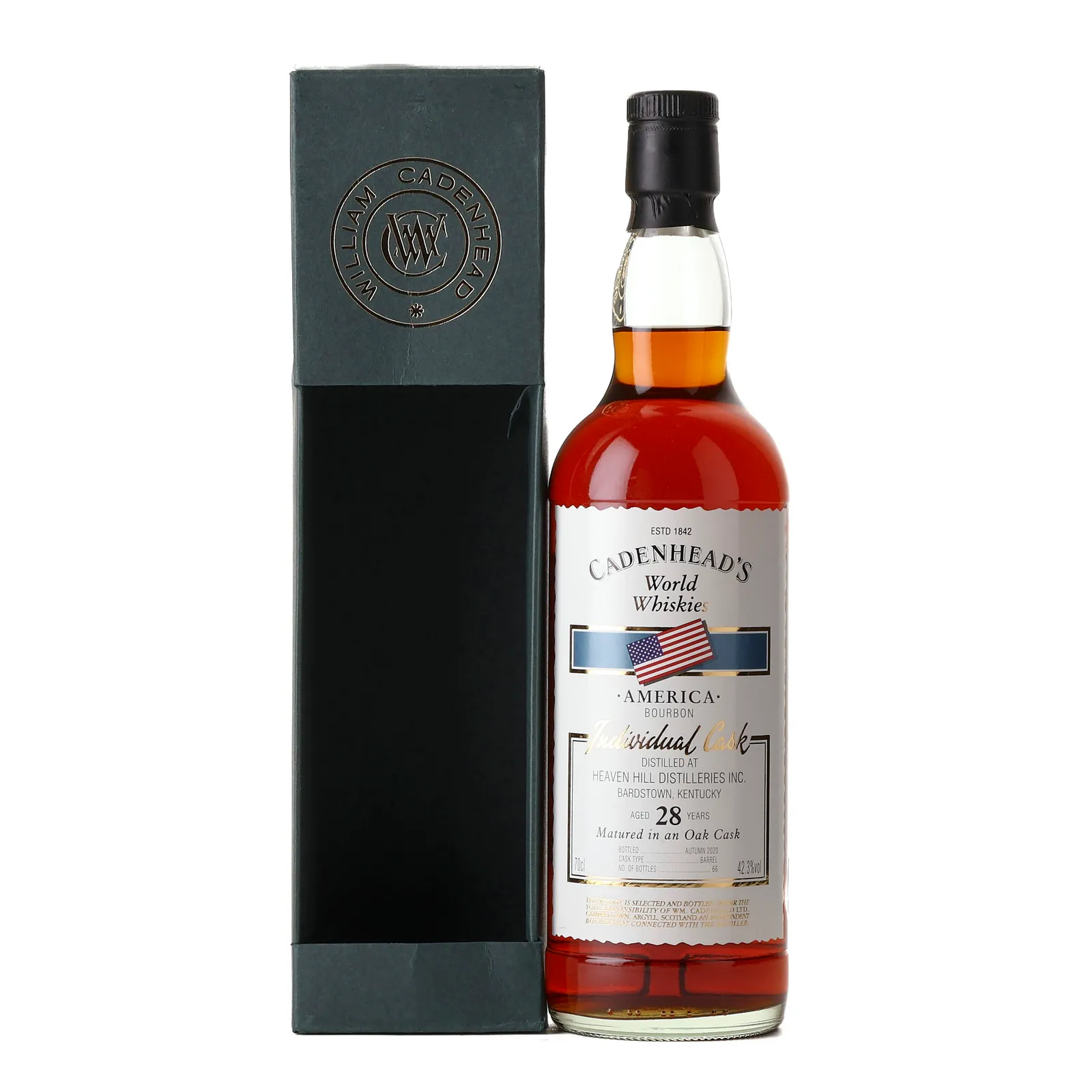 Heaven Hill World Whiskies America Bourbon 28 Year Old, Oak Cask, 2020, Cadenhead's, 42.3% whisky bottle