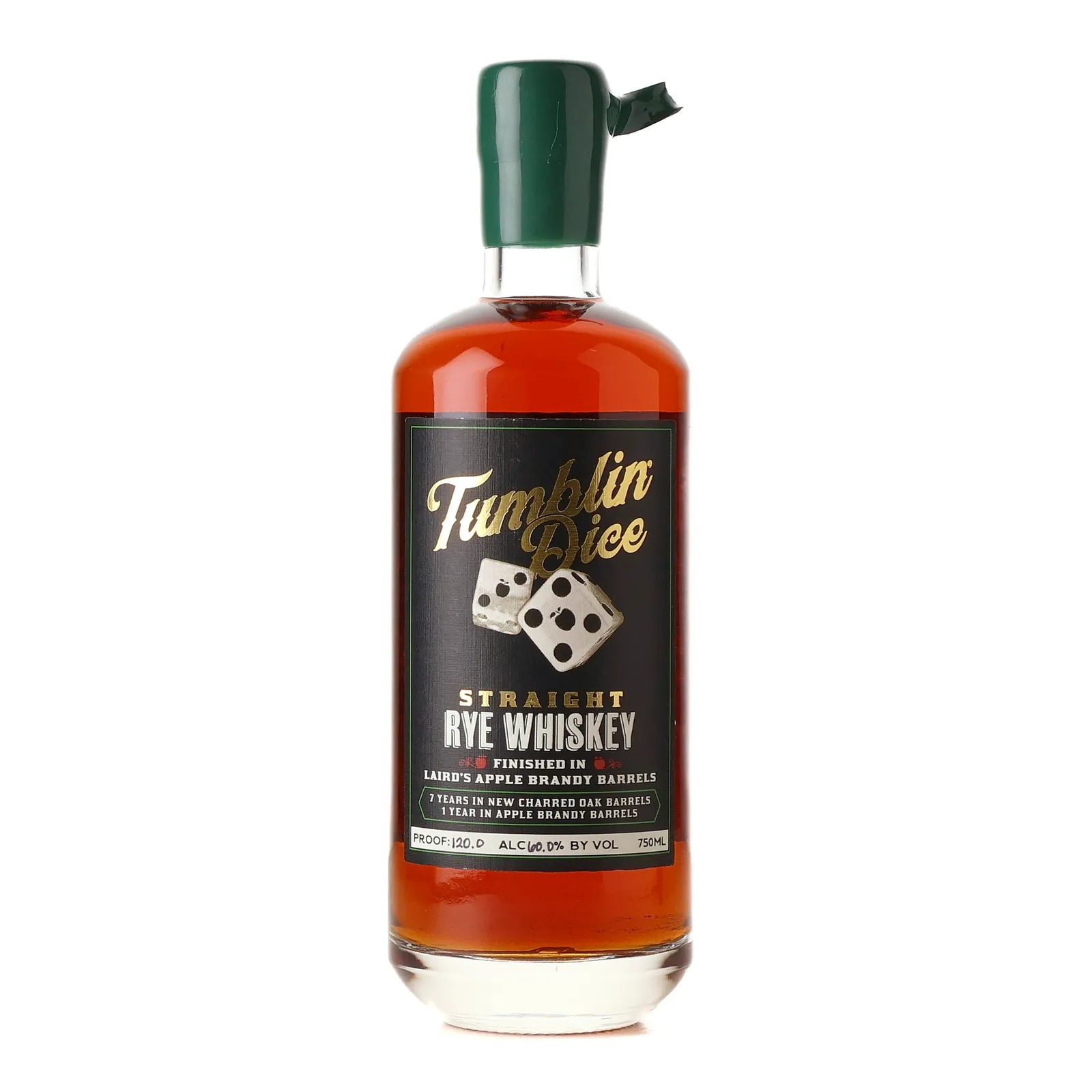 Tumblin' Dice 'Laird's Apple Brandy Barrel' Rye 8 Year Old, Apple Brandy Cask, 60% whisky bottle
