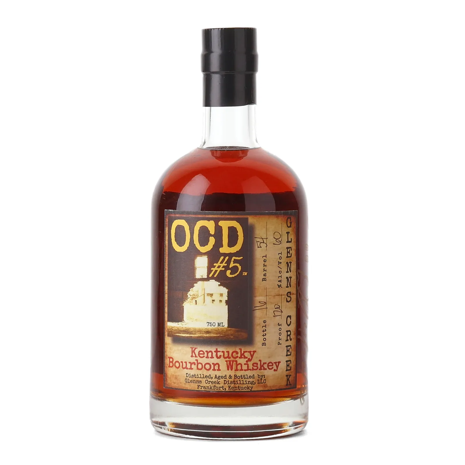 Glenns Creek OCD #5 Kentucky Bourbon Whiskey 2 Year Old, Oak Cask, Cask #54, 60% whisky bottle