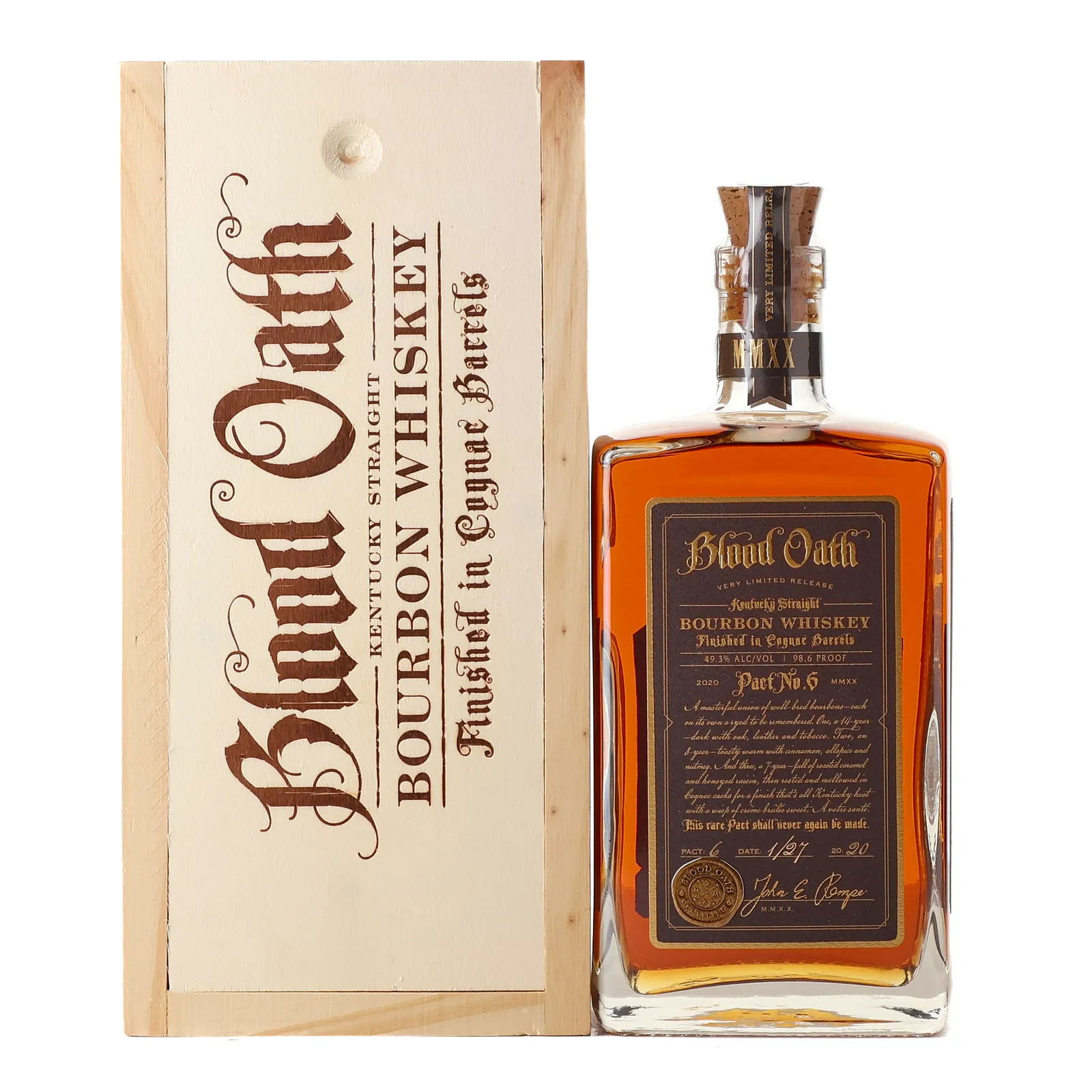Blood Oath Pact No. 6 Kentucky Straight Bourbon, Cognac Cask, Batch Pact No. 6, 2020, 49.3% whisky bottle