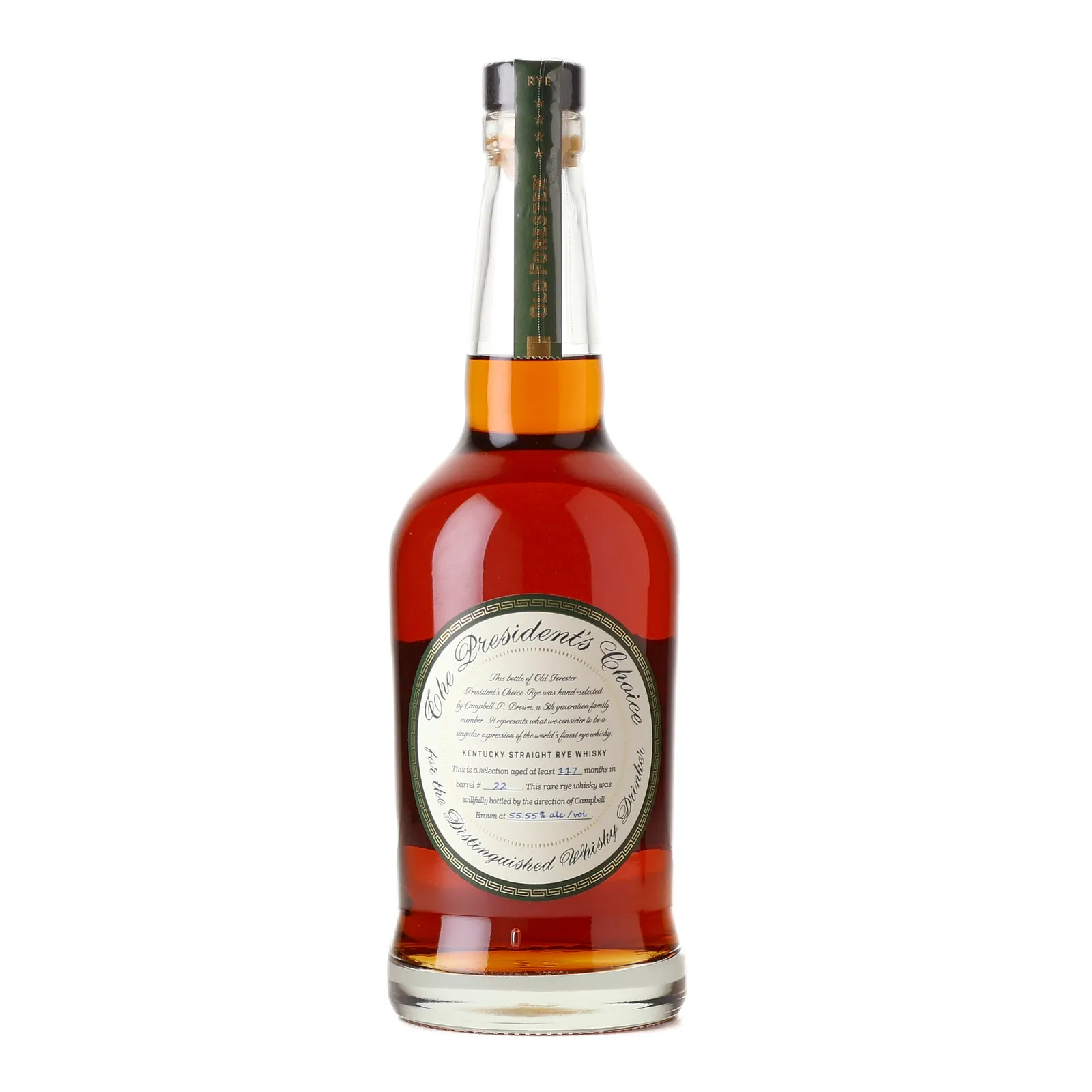 Old Forester The President's Choice Rye 9 Year Old, Cask #22, 55.55% whisky bottle