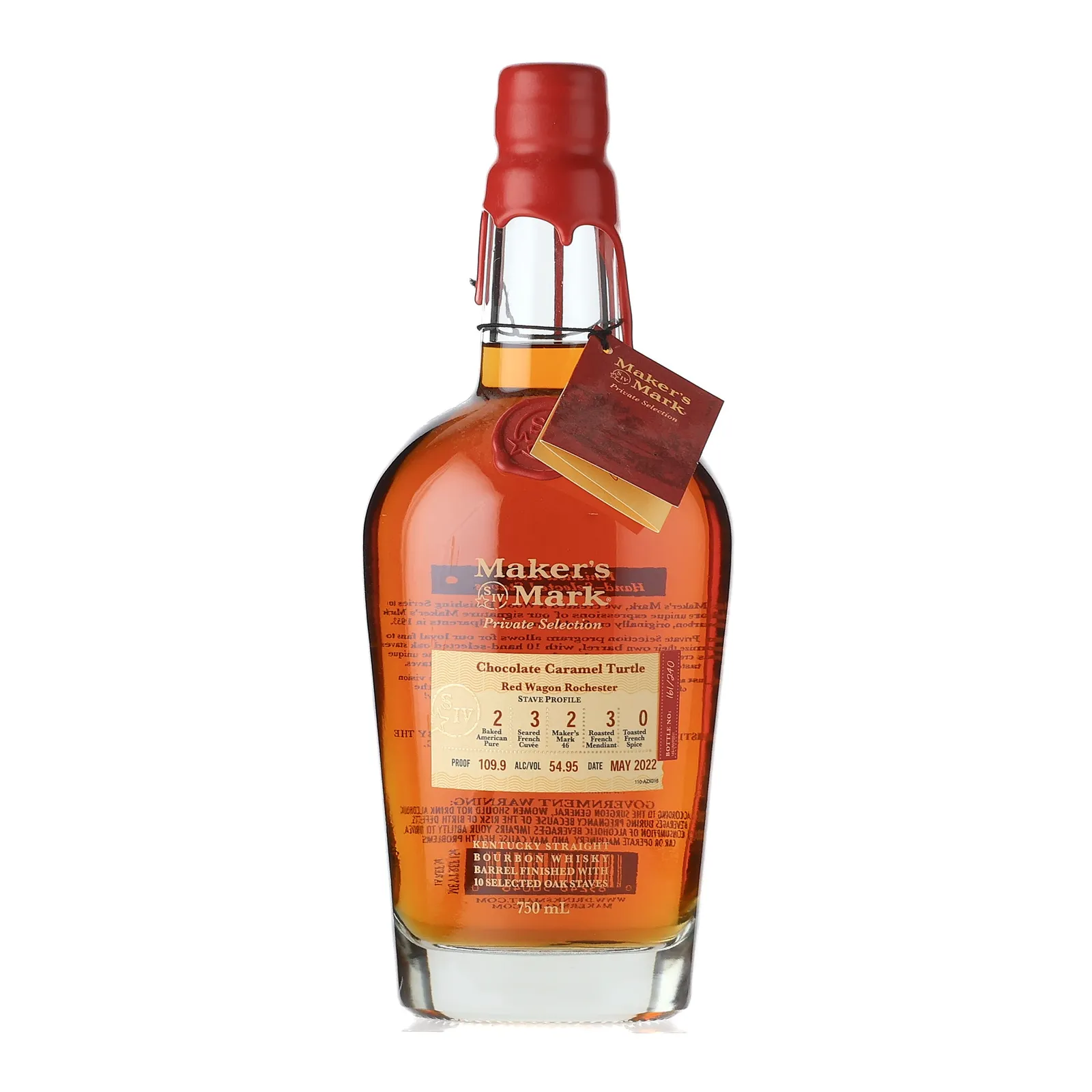 Maker's Mark Private Barrel Selection 'Chocolate Caramel Turtle', Wood Staves Finished Cask, 2022, 55% whisky bottle