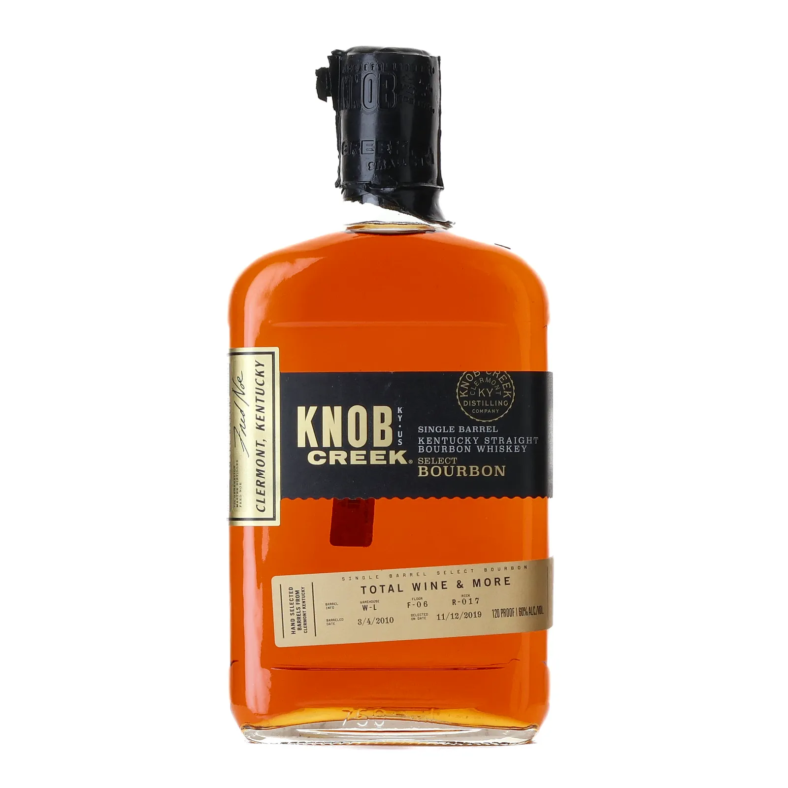 Knob Creek Single Barrel Select 9 Year Old, Bourbon Cask, 2019, 60% whisky bottle