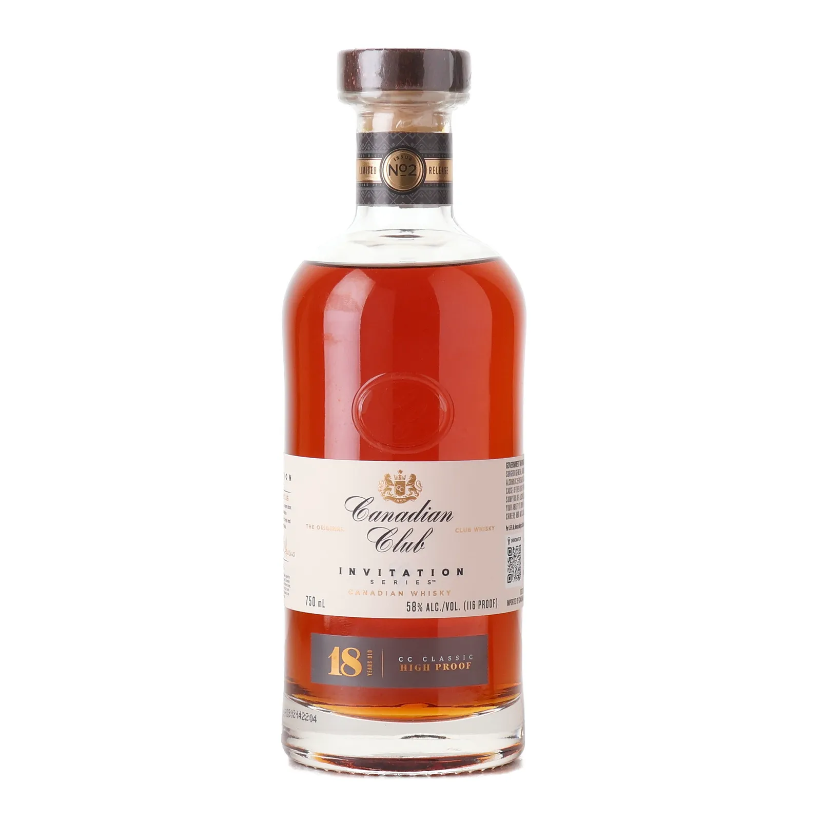 Canadian Club Invitation Series Issue No. 2 CC Classic High Proof 18 Year Old, 2024, 58% whisky bottle