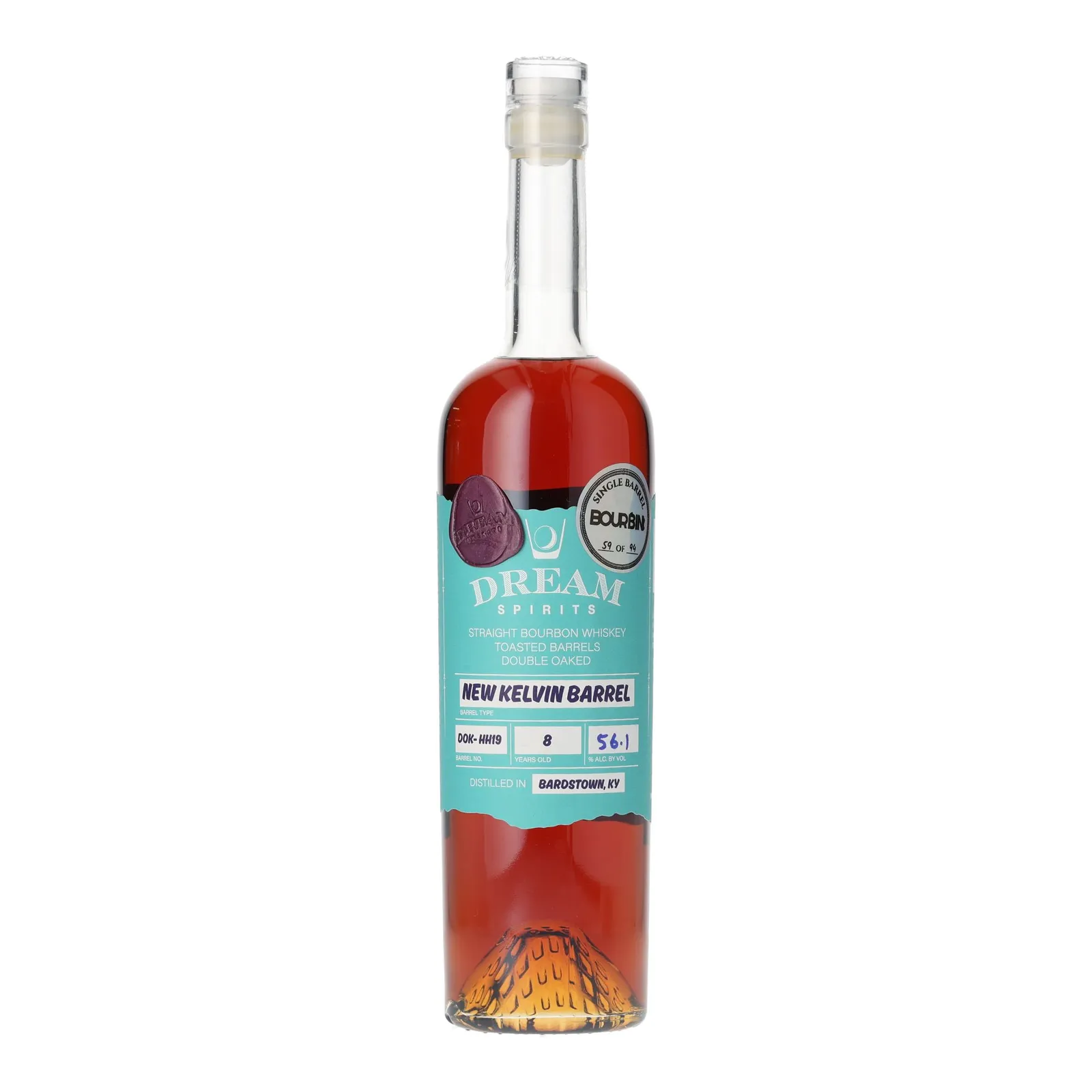 Dream Spirits Double Oaked Bourbon 'BourBin' Private Barrel Selection 8 Year Old, New Kelvin Barrel Cask, Cask #DOK-HH19, 56.1% whisky bottle