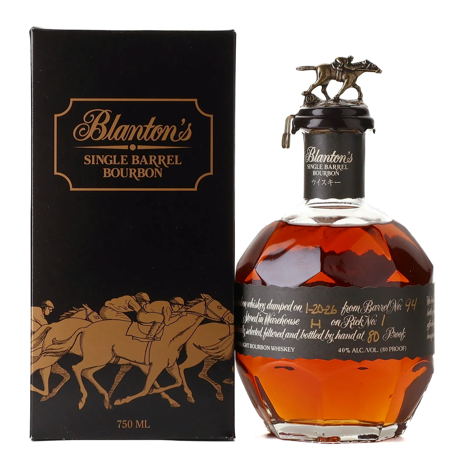 Blanton's Single Barrel Bourbon Black Label, 2026, 40% whisky bottle