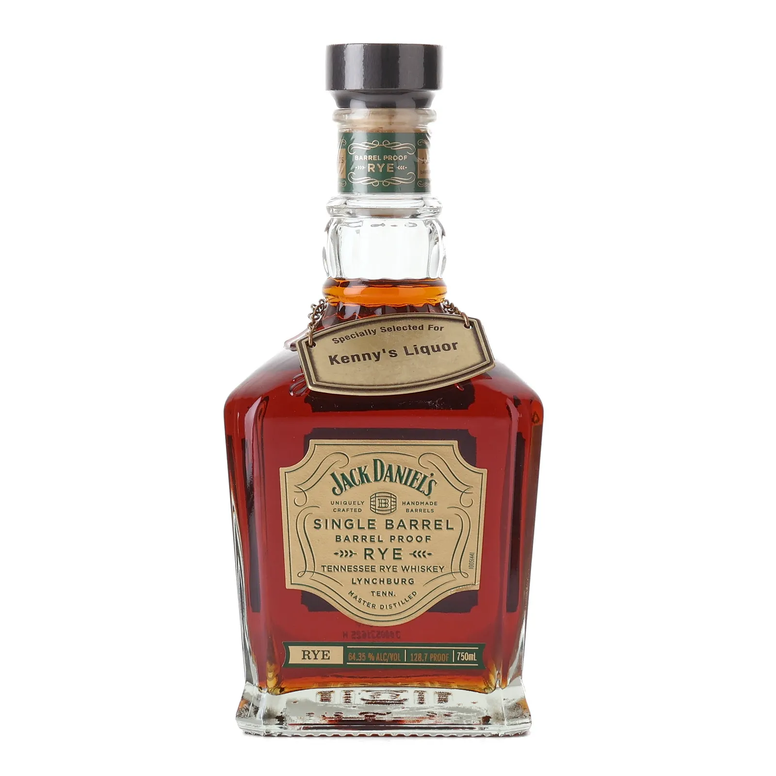 Jack Daniel's Single Barrel Barrel Proof Rye 'Kenny's Liquor' Private Barrel Selection, Cask #25-25672, 2025, 64.35% whisky bottle