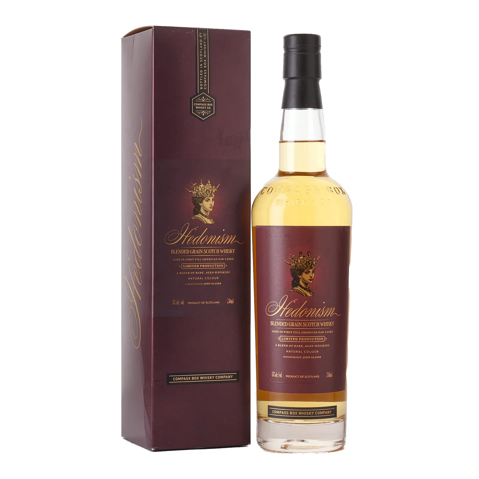 Compass Box Hedonism, First Fill American Oak Cask, Batch No. MMXVIII-B, 43% whisky bottle