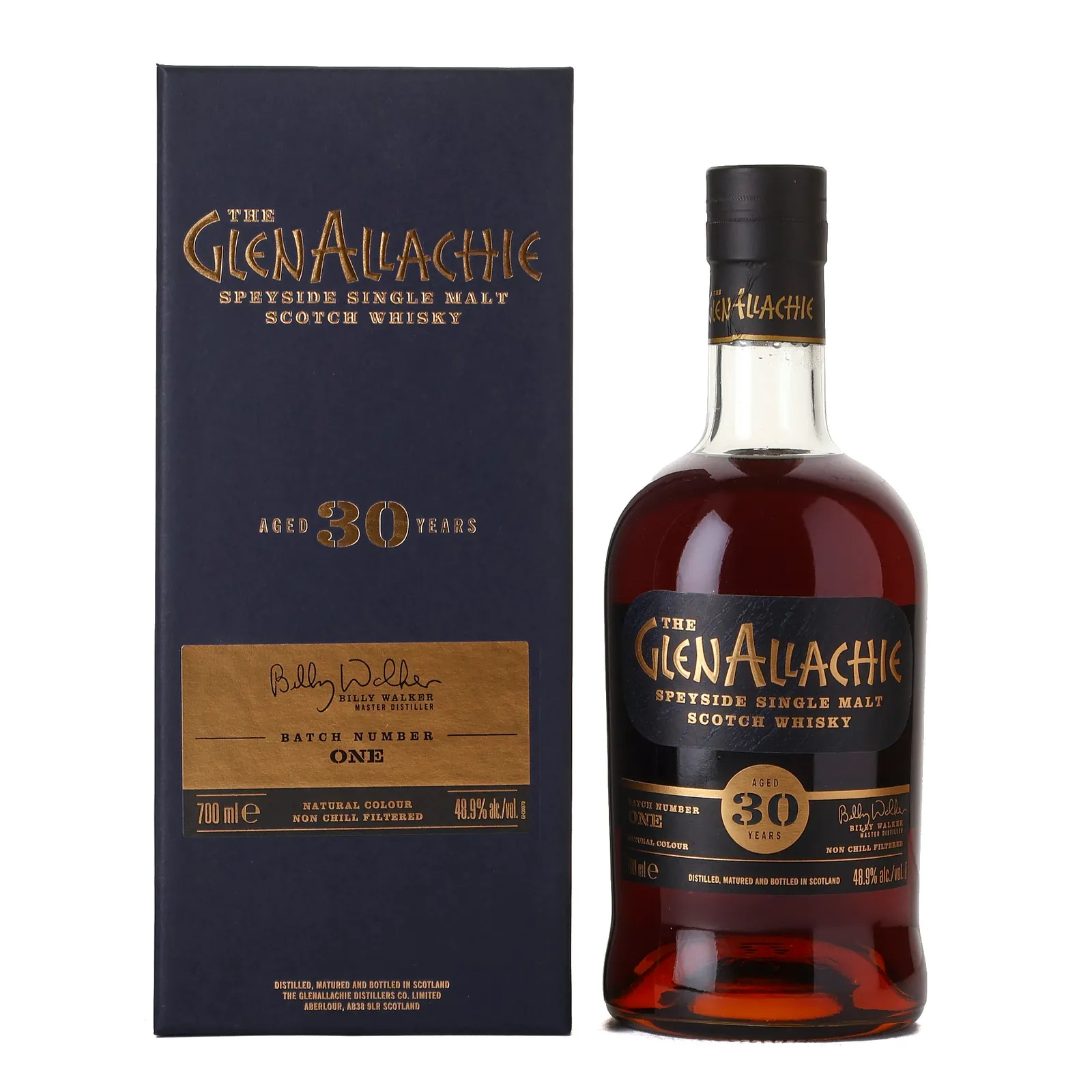 GlenAllachie Cask Strength 30 Year Old, Batch No. 1, 48.9% whisky bottle