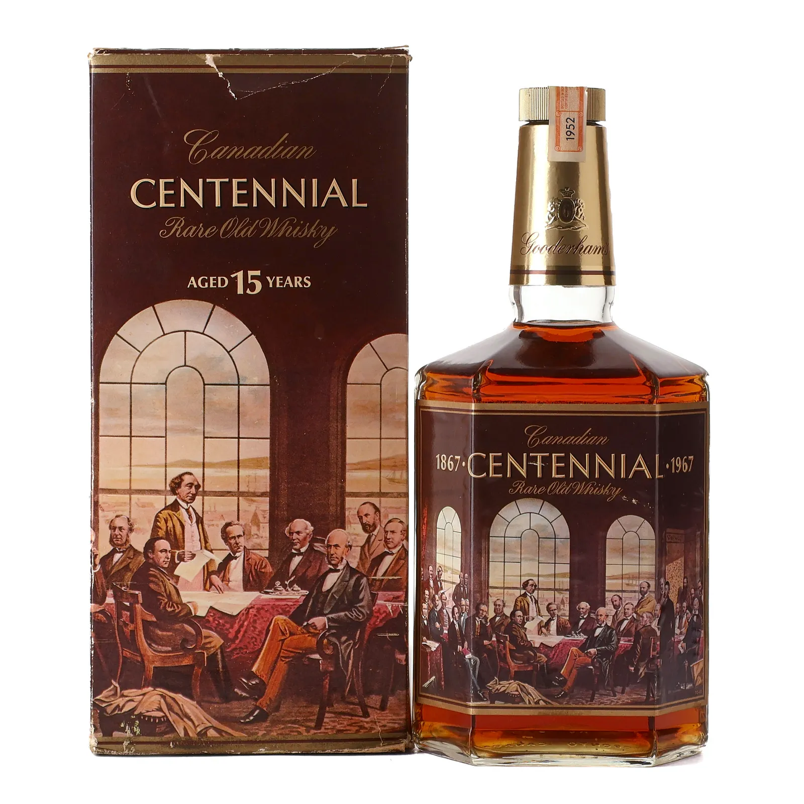 Gooderham's Canadian Centennial Rare Old Whisky 15 Year Old, Barrel Cask, 1967, 43% whisky bottle