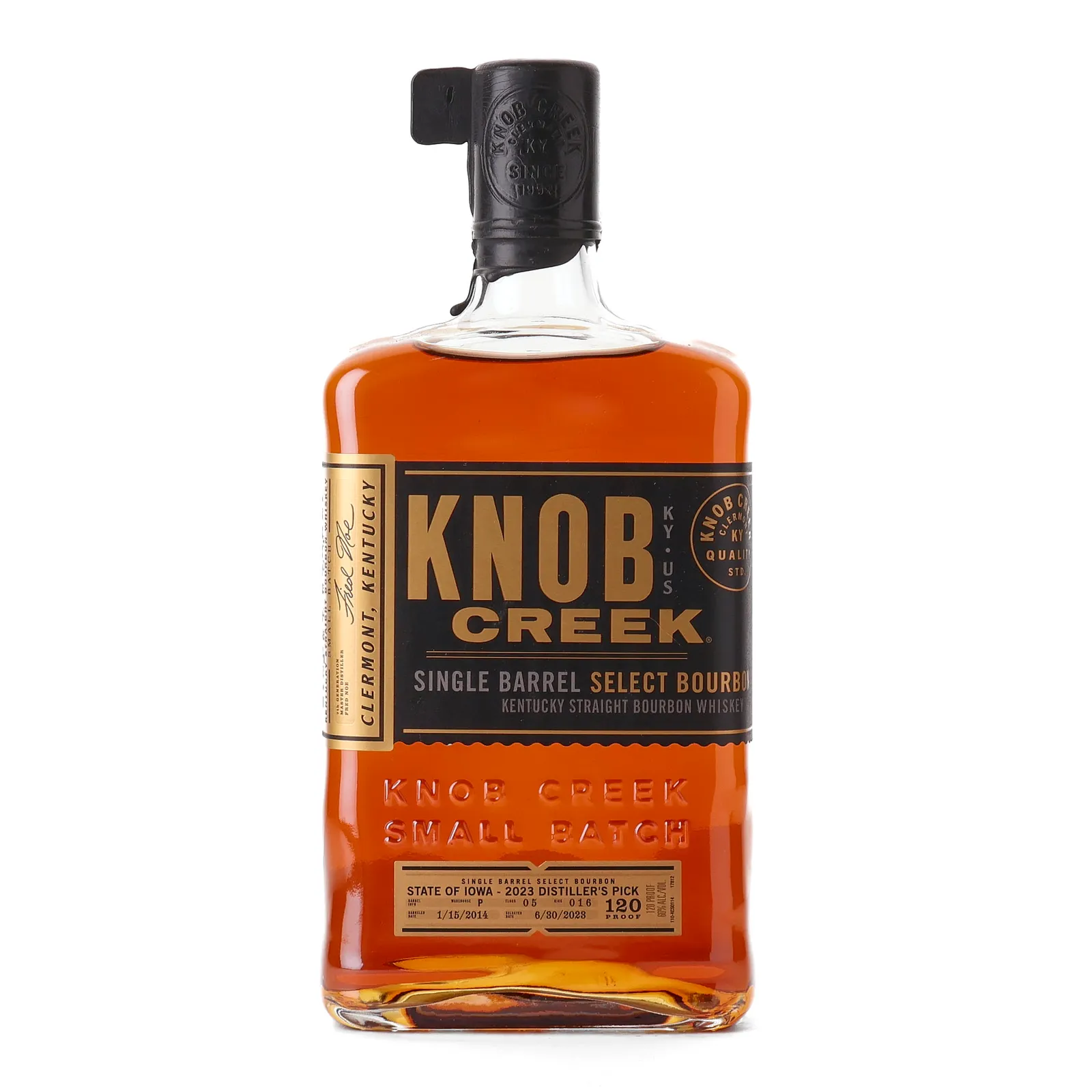Knob Creek Single Barrel Select State of Iowa Distiller's Pick 9 Year Old, Bourbon Cask, 2023, 60% whisky bottle