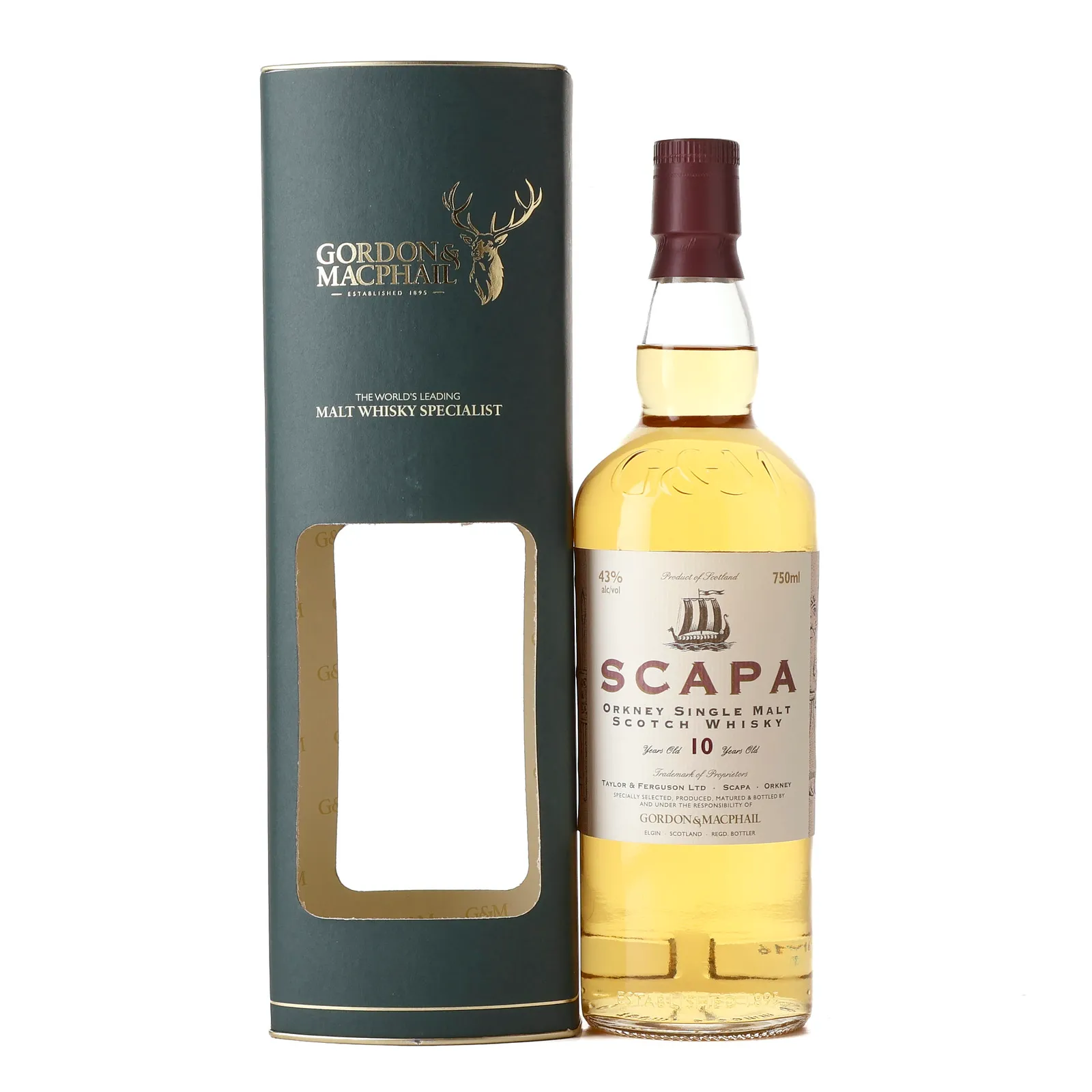 Scapa 10 Year Old, Gordon & MacPhail, 43% whisky bottle