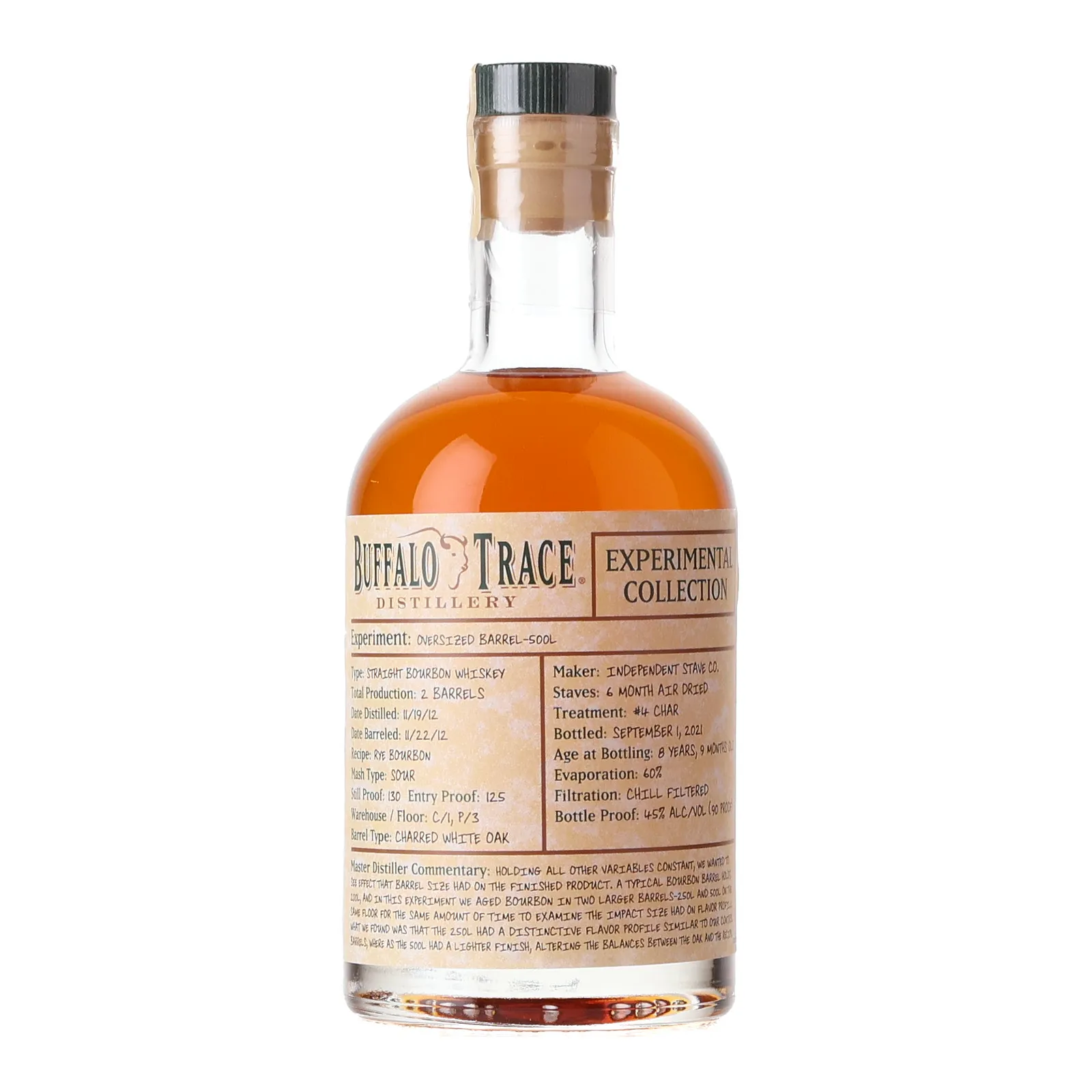 Buffalo Trace Experimental Collection: Oversized Barrel - 500L 8 Year Old, Charred White Oak Cask, 2021, 45% whisky bottle