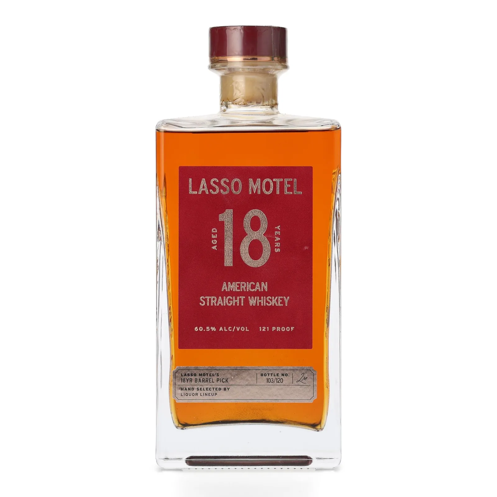 Lasso Motel American Straight Whiskey Liquor Lineup Private Barrel Selection 18 Year Old, Bourbon Cask, 60.5% whisky bottle