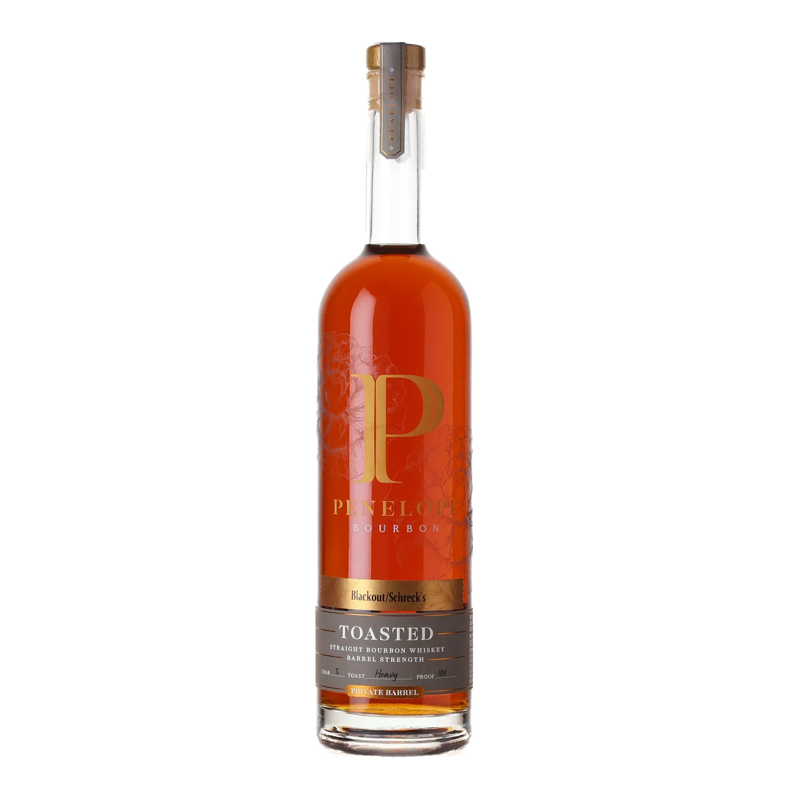 Penelope Toasted Barrel Strength Bourbon 5 Year Old, New American Oak & Toasted Cask, Batch No. Blackout, Penelope Bourbon, 54% whisky bottle