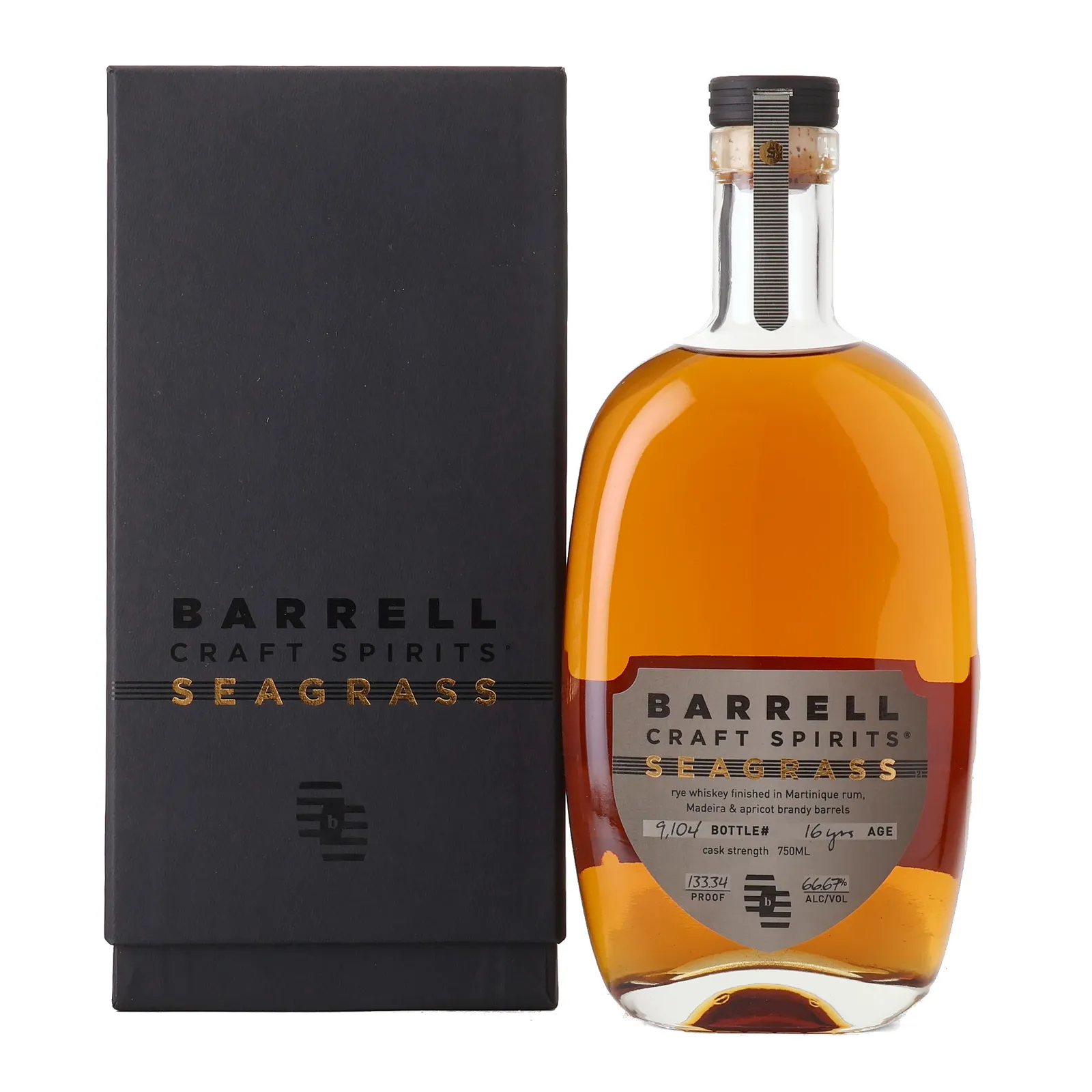 Barrell Craft Spirits Seagrass Gray Label 16 Year Old, Martinique Rum, Apricot Brandy & Madeira Cask, Barrell Craft Spirits, 66.7% whisky bottle