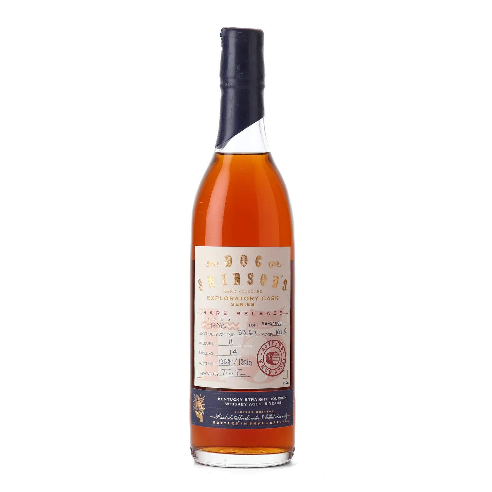 Doc Swinson's Exploratory Cask Series Rare Release 15 Year Old, Bourbon Cask, Release No. 11, Distillers Way LLC, 53.6% whisky bottle
