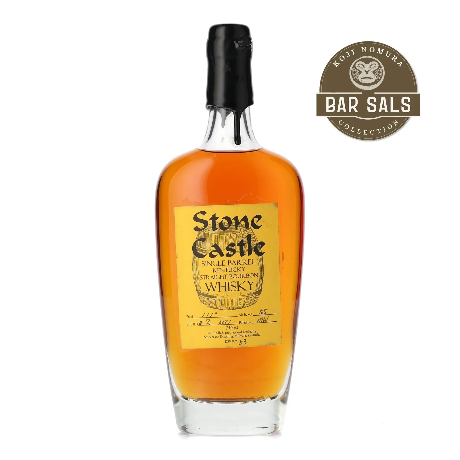 Stone Castle Single Barrel Bourbon, Cask #2, Lot 1, 2001, 55.5% whisky bottle