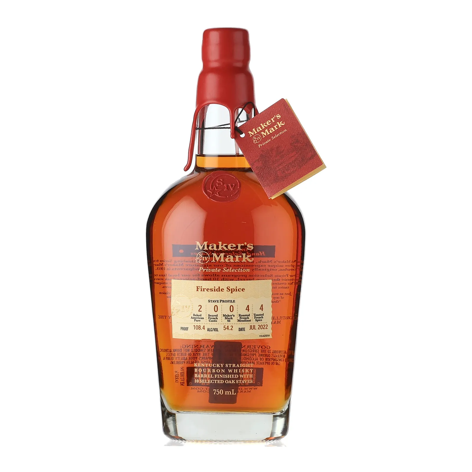 Maker's Mark Bourbon 'Fireside Spice' Private Barrel Selection (2022), New Charred Oak Cask, finished with wood staves, Cask #20044, Batch Fireside Spice, 2022, 54.2% whisky bottle