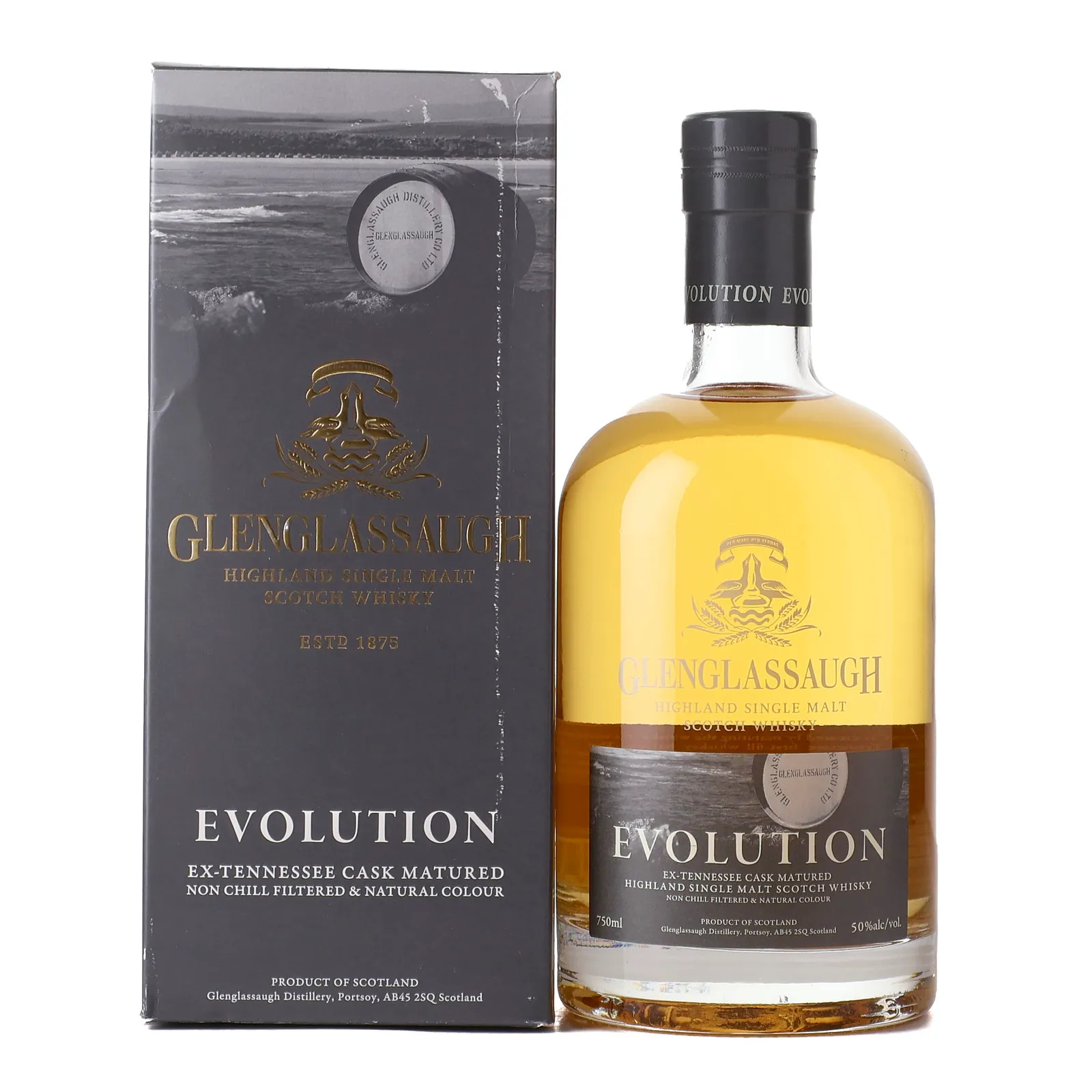 Glenglassaugh Evolution, Tennessee Cask, 50% whisky bottle