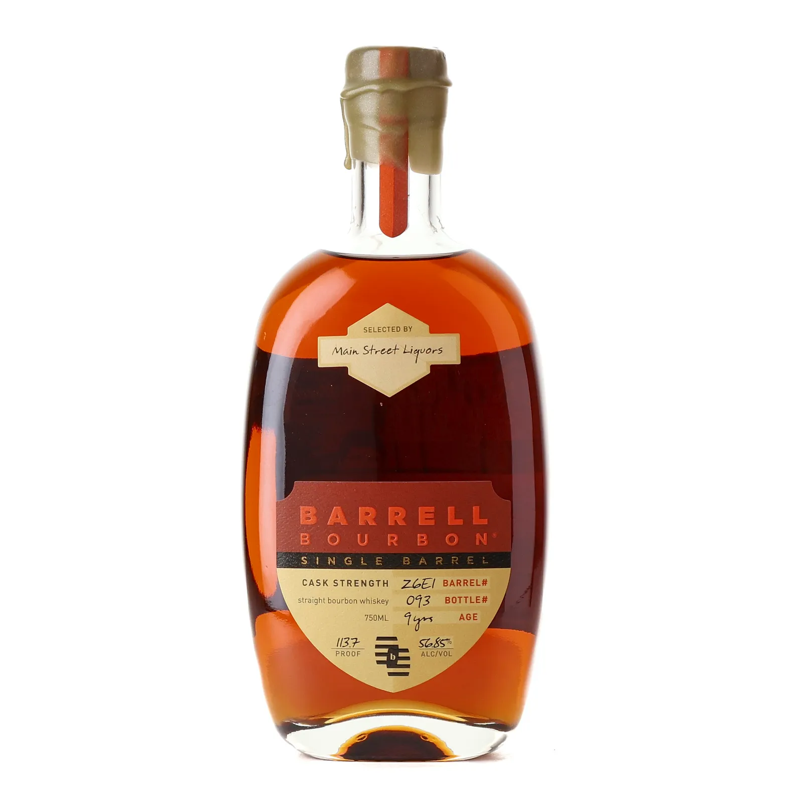 Barrell Craft Spirits Single Barrel Main Street Liquors 9 Year Old, Cask #Z6E1, 56.85% whisky bottle