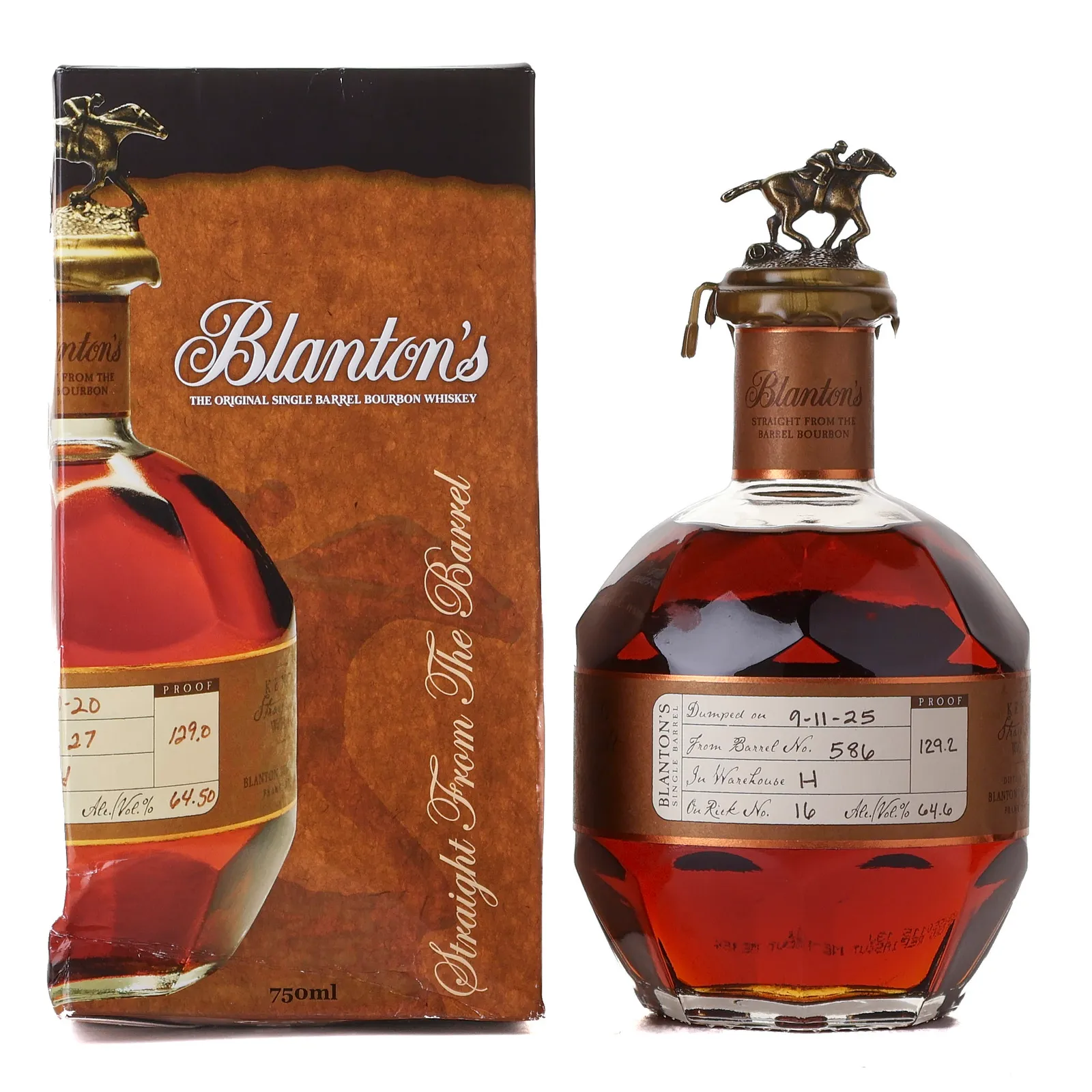 Blanton's Straight From The Barrel Bourbon, New Charred Oak Cask, Letter L, 64.6% whisky bottle