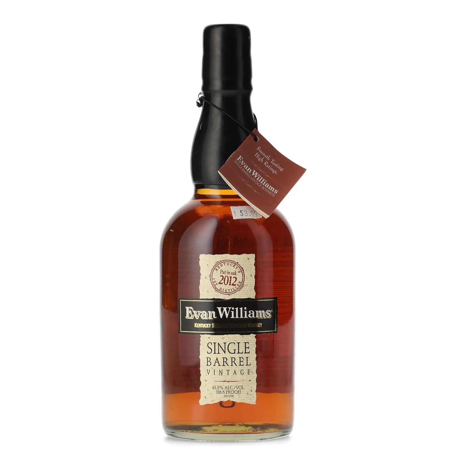 Evan Williams Single Barrel Vintage 7 Year Old, Cask #1030, 2020, 43.3% whisky bottle