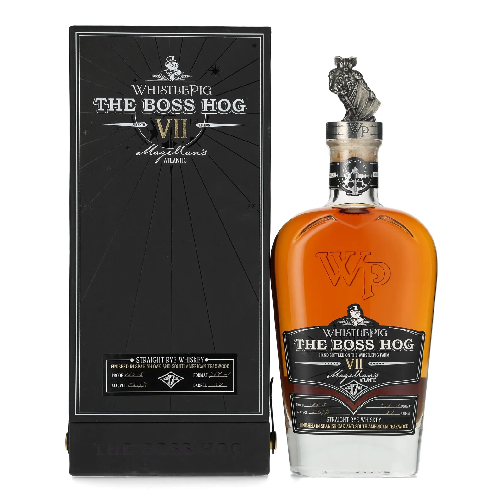 WhistlePig The Boss Hog VII: Magellan's Atlantic 17 Year Old, South American Teakwood & Spanish Oak Cask, Cask #53, 52.9% whisky bottle