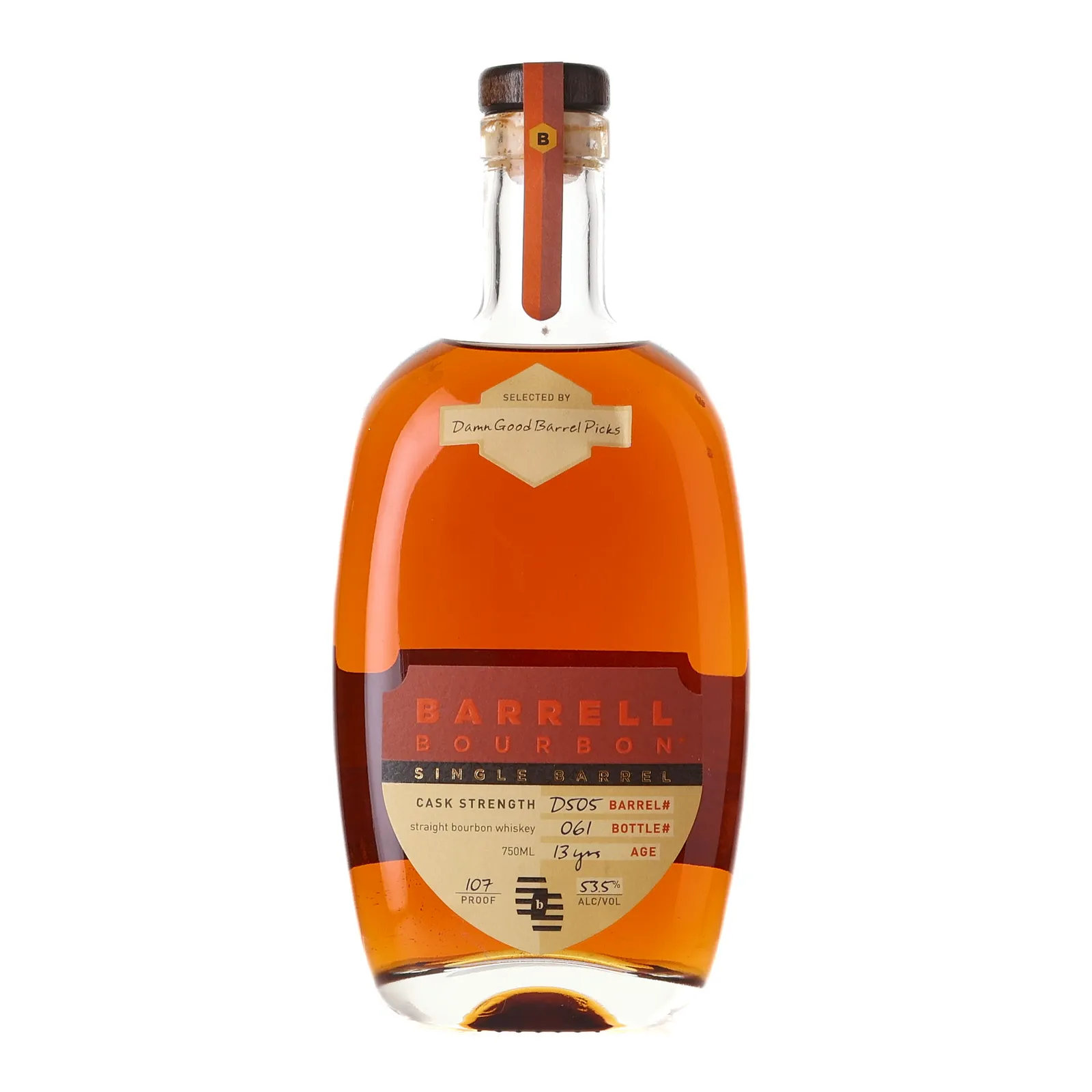 Barrell Craft Spirits Single Barrel Bourbon 'Damn Good Barrel Picks' 13 Year Old, Bourbon Cask, Cask #D505, Barrell Craft Spirits, 53.5% whisky bottle