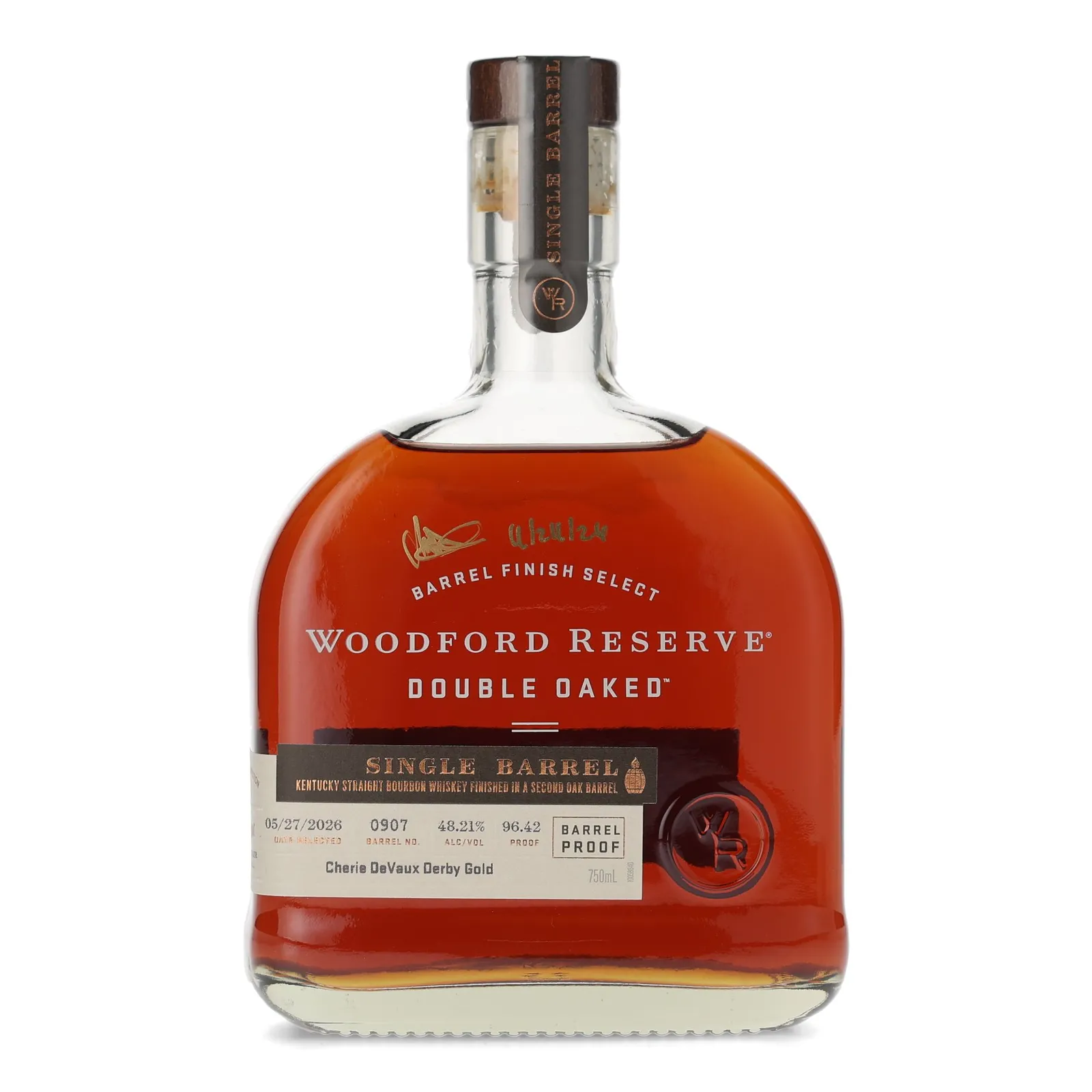 Woodford Reserve Double Oaked Barrel Finish Select Single Barrel 'Cherie DeVaux Derby Gold', Oak Cask, Cask #0907, 2026, 48.21% whisky bottle