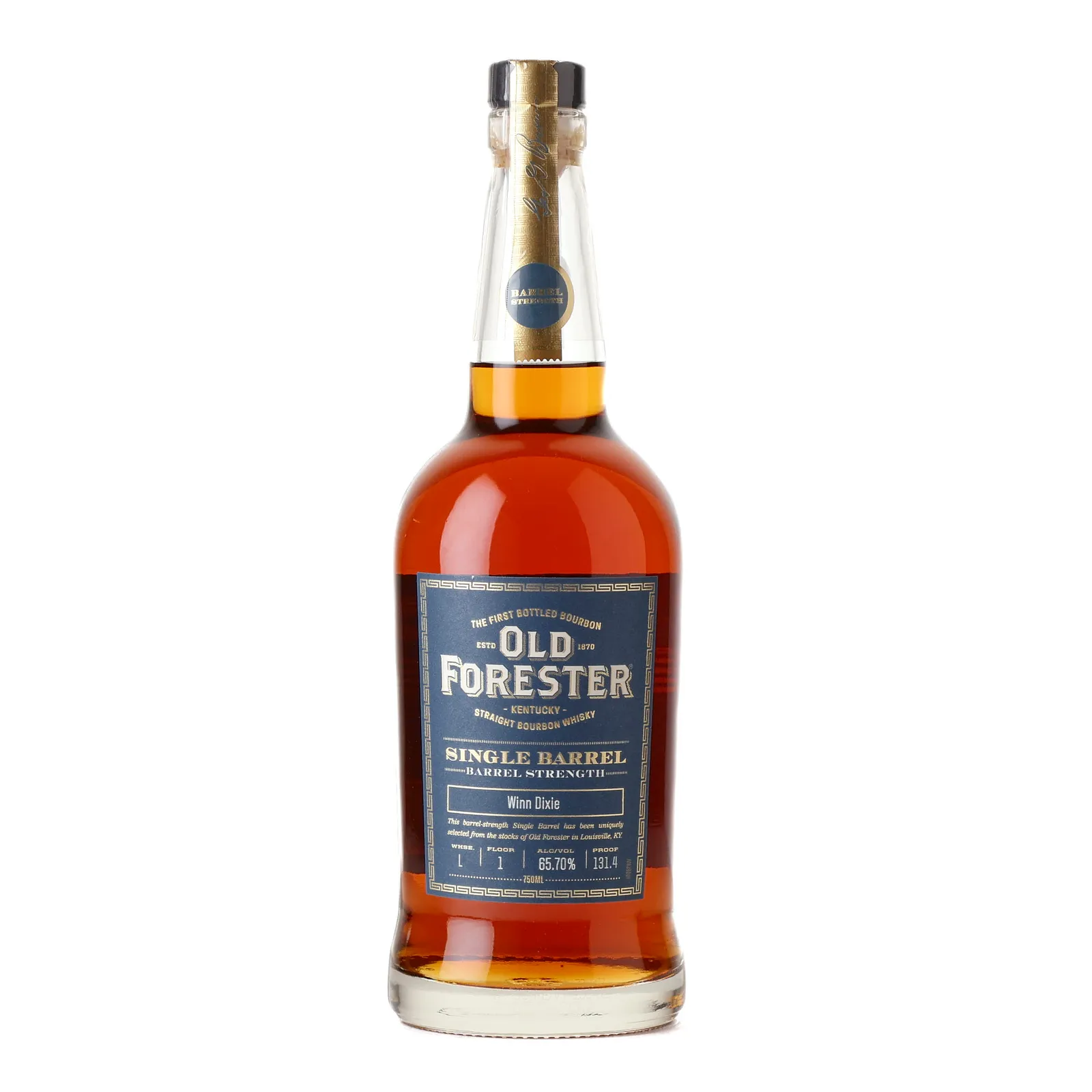 Old Forester Single Barrel Barrel Strength 'Winn Dixie' Private Barrel Selection, Bourbon Cask, 65.7% whisky bottle