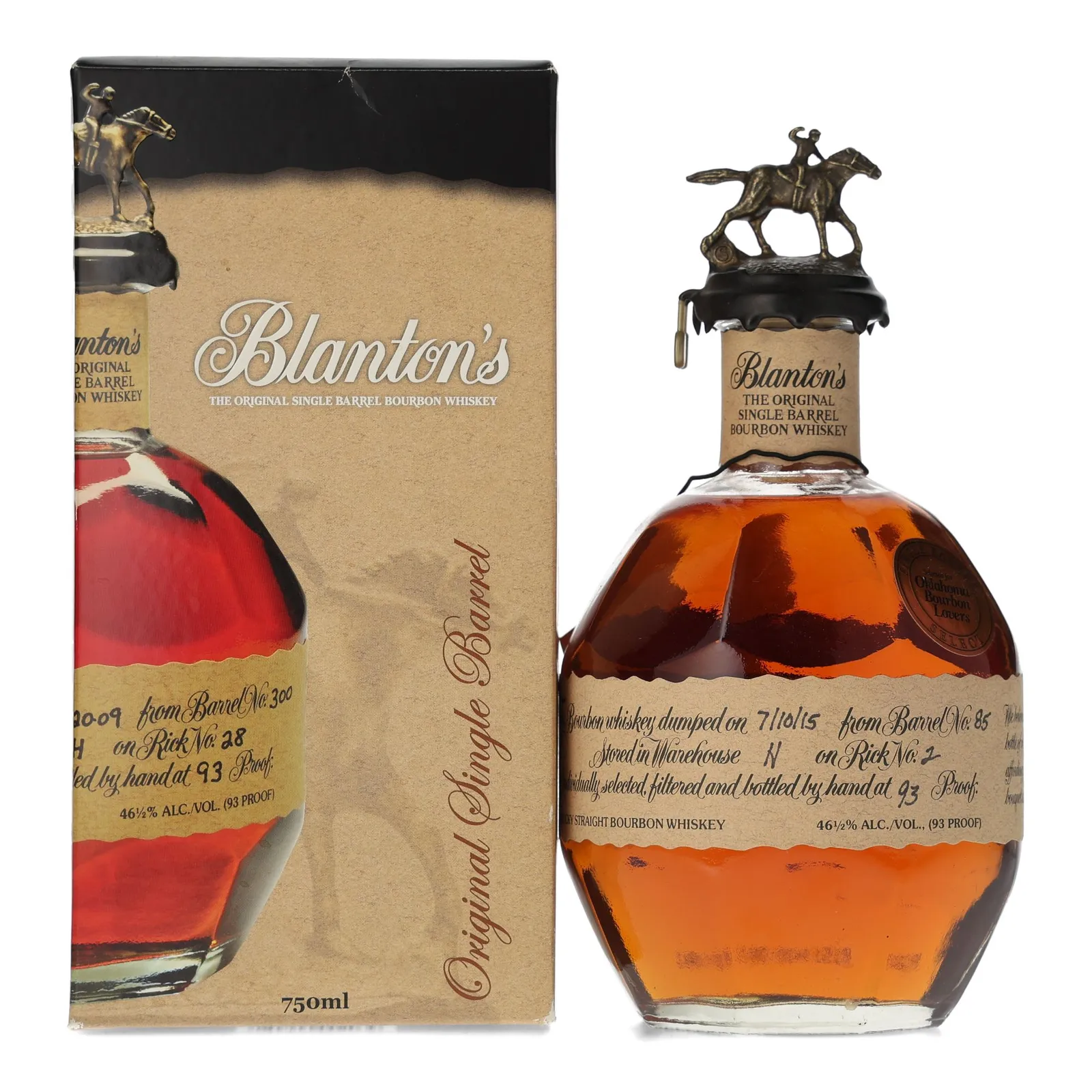 Blanton's Oklahoma Bourbon Lovers Private Barrel Selection (Letter S), Cask #85, 46.5% whisky bottle
