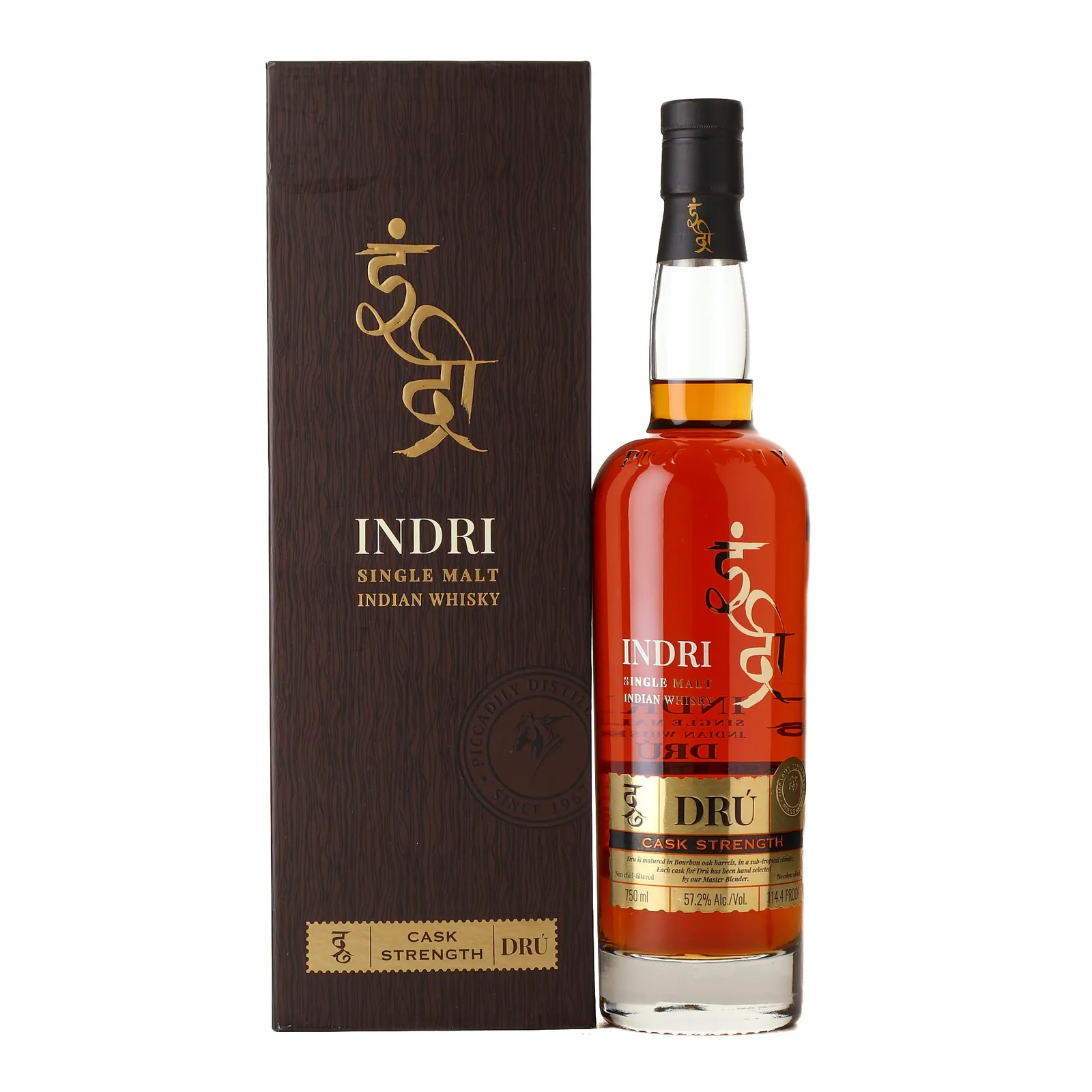 Indri Dru Cask Strength, Bourbon Cask, 57.2% whisky bottle
