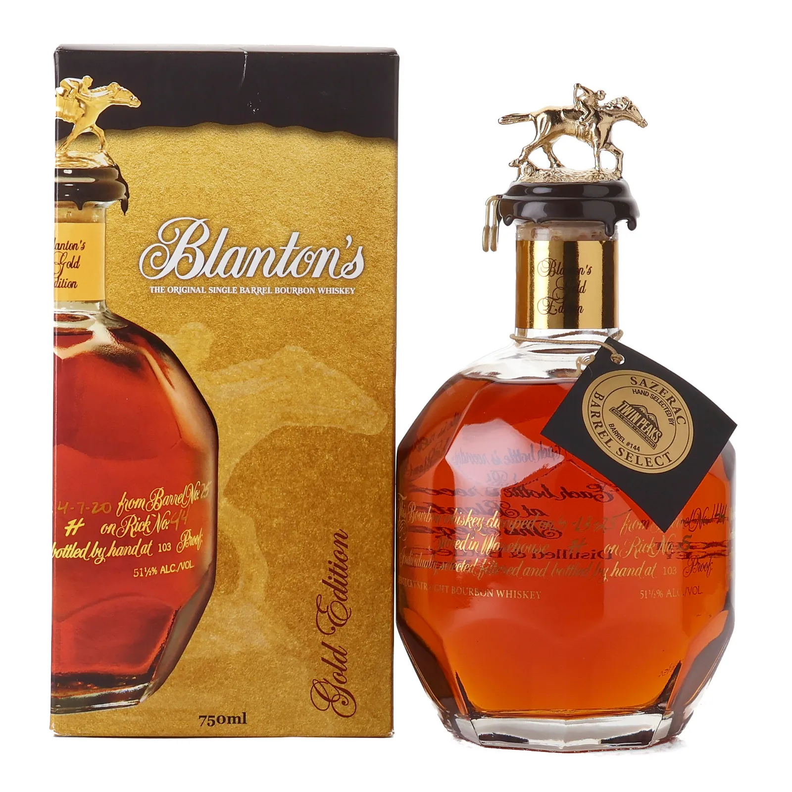 Blanton's Gold Edition Twin Peaks Private Barrel Selection, Cask #144, 103 Proof, 51.5% whisky bottle