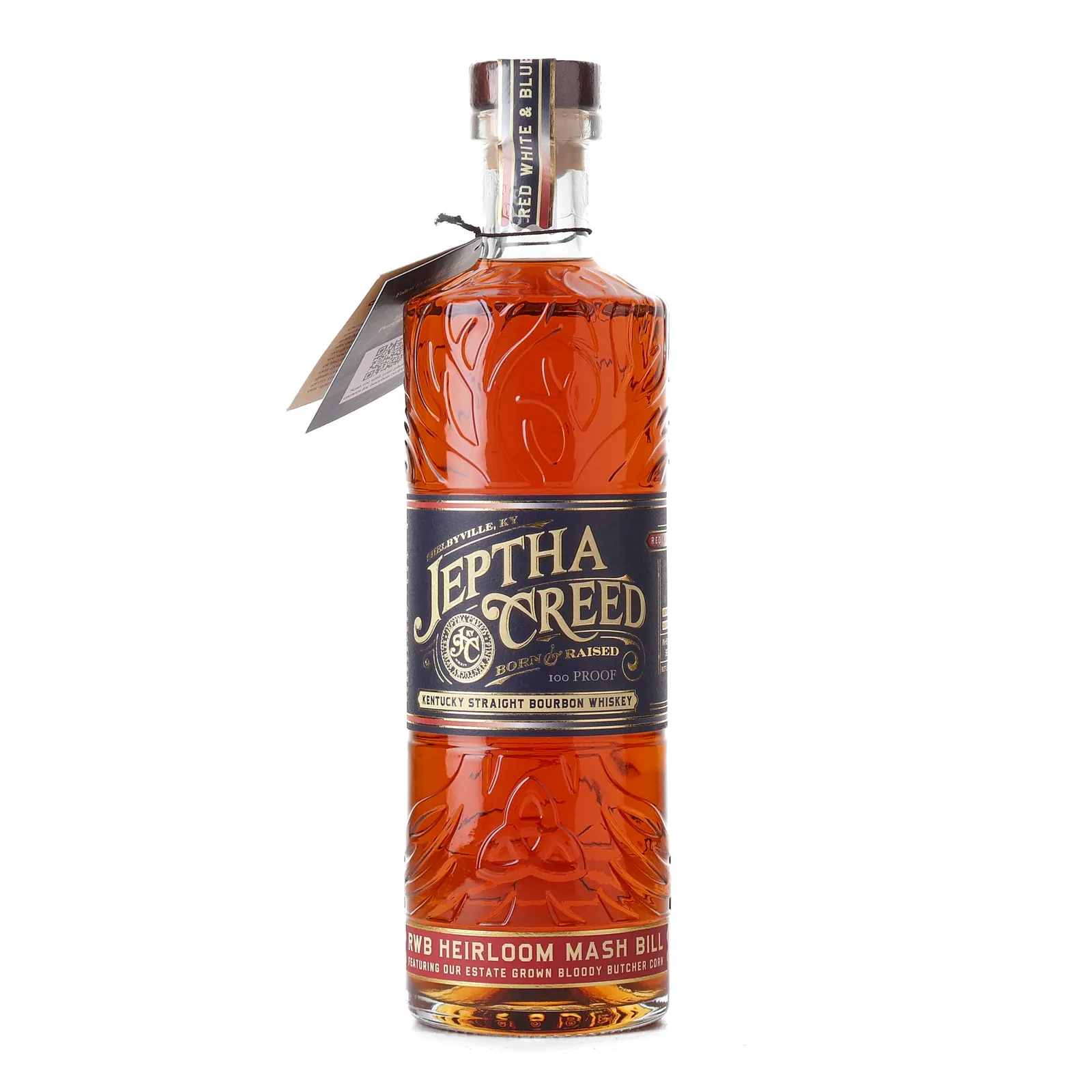 Jeptha Creed Red, White & Blue Kentucky Straight Bourbon Whiskey, Batch No. 2, 2023, 50% whisky bottle