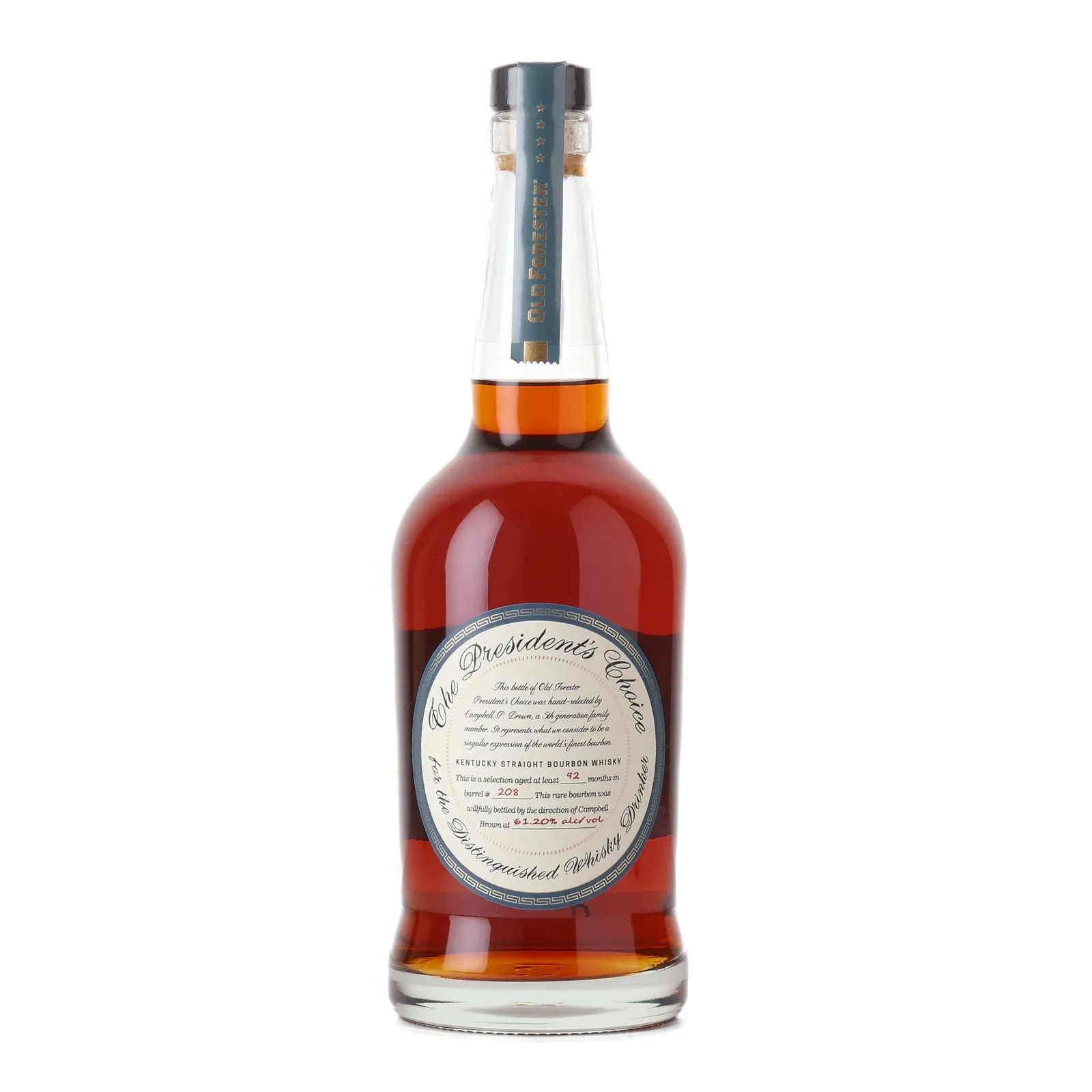 Old Forester President's Choice 7 Year Old, New Charred Oak Cask, Cask #208, 61.2% whisky bottle