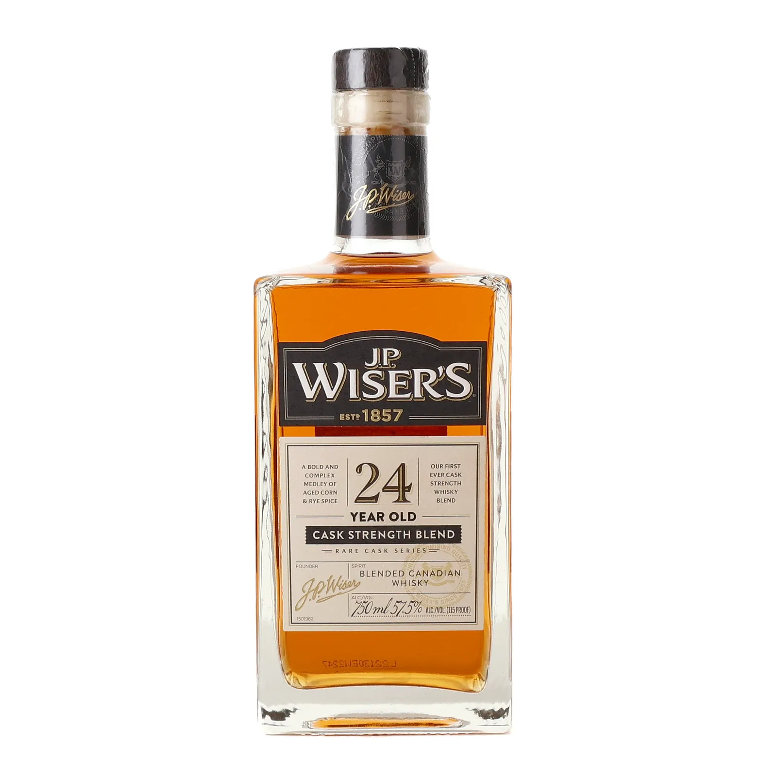 J.P. Wiser's Cask Strength Blend 24 Year Old, 57.5% whisky bottle