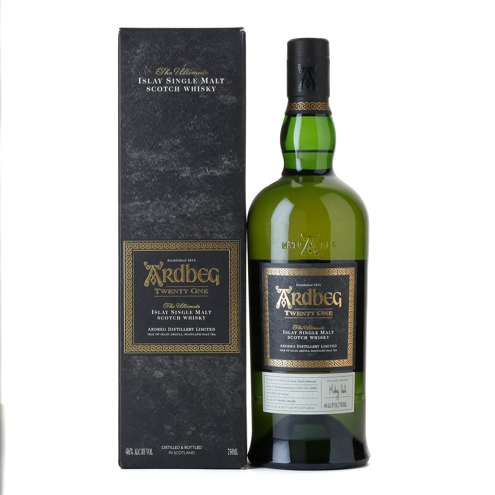 Ardbeg Twenty One 21 Year Old, Bourbon Cask, 2016, 46% whisky bottle