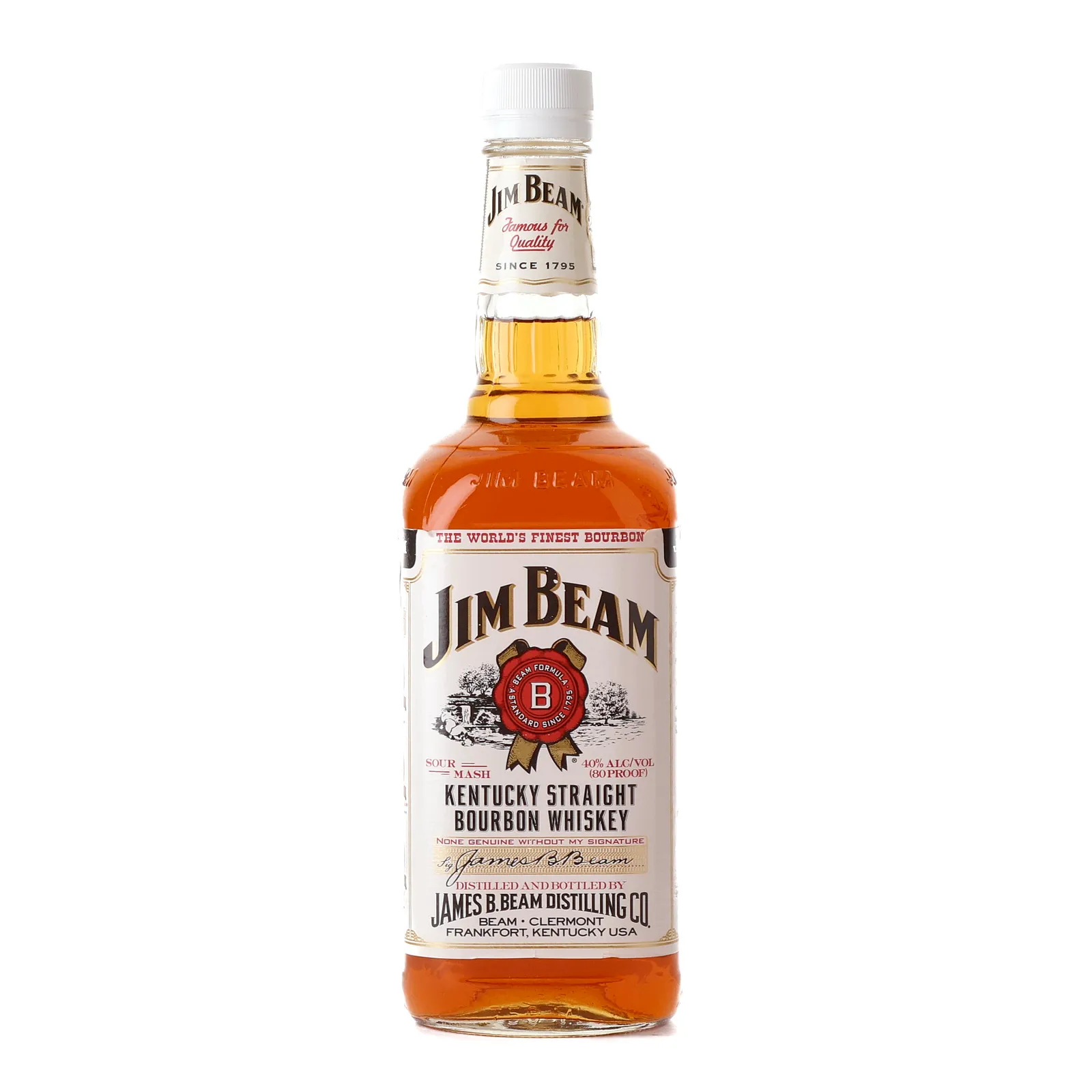 Jim Beam White Label Bourbon, New Charred Oak Cask, 40% whisky bottle