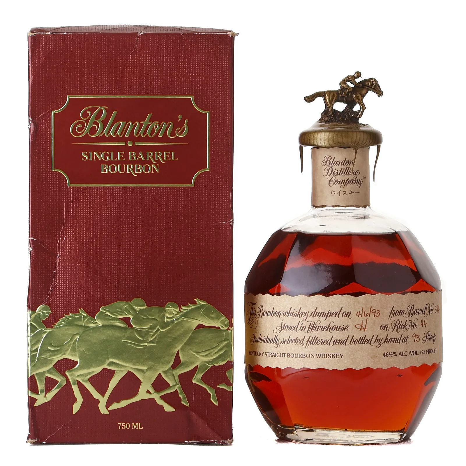 Blanton's Red Label Japanese Release 8 Year Old, New Charred American Oak Cask, Cask #374, 1993, 46.5% whisky bottle