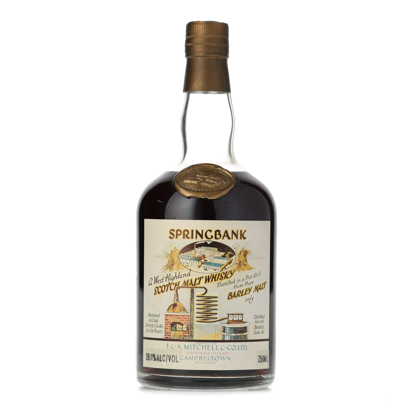 Springbank Local Barley 24 Year Old, Sherry Cask, Cask #443, 1990, 58.1% whisky bottle