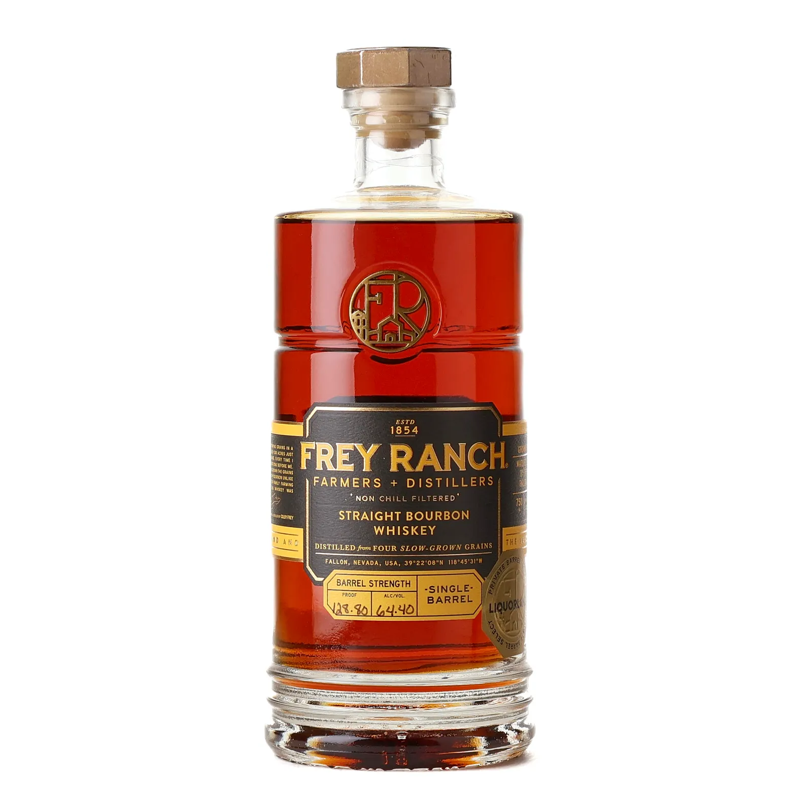 Frey Ranch Farmers + Distillers Bourbon Liquorland Private Barrel Selection, New American Oak Cask, 64.4% whisky bottle