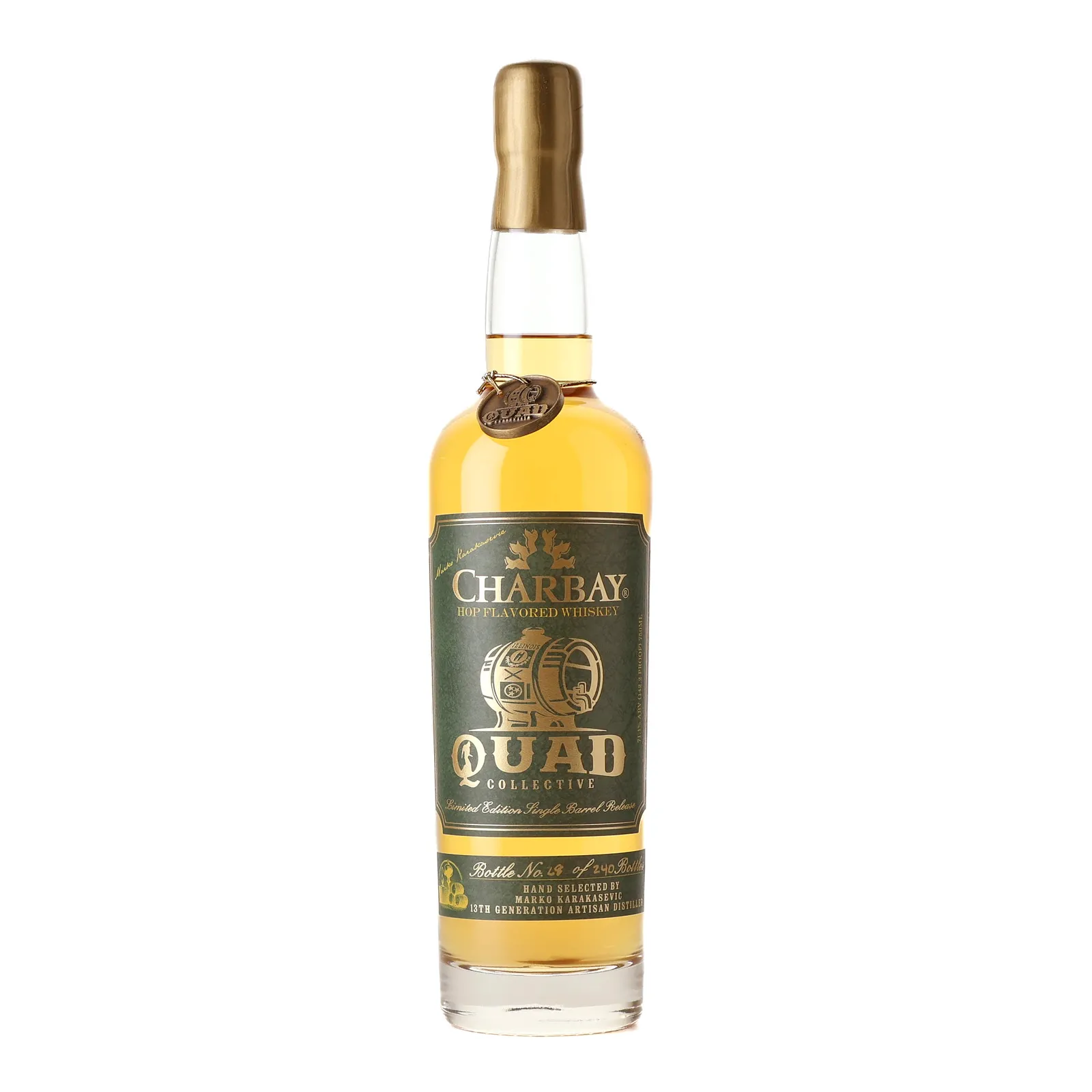 Charbay Quad Collective Hop Flavored Whiskey, 71.1% whisky bottle
