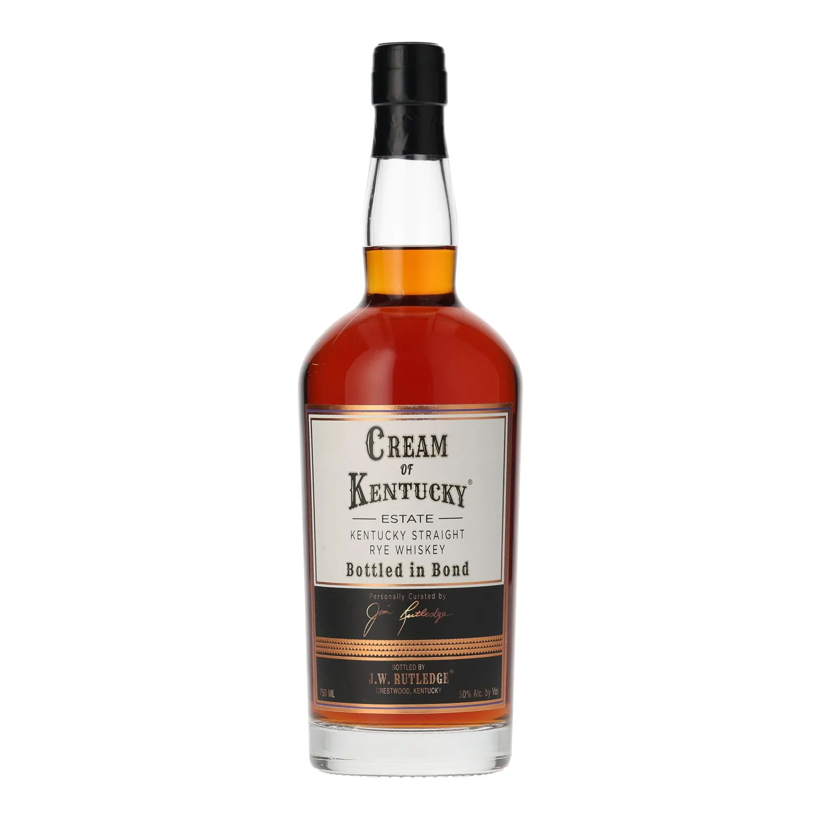 Cream of Kentucky Estate Bottled-in-Bond Rye Whiskey, 50% whisky bottle