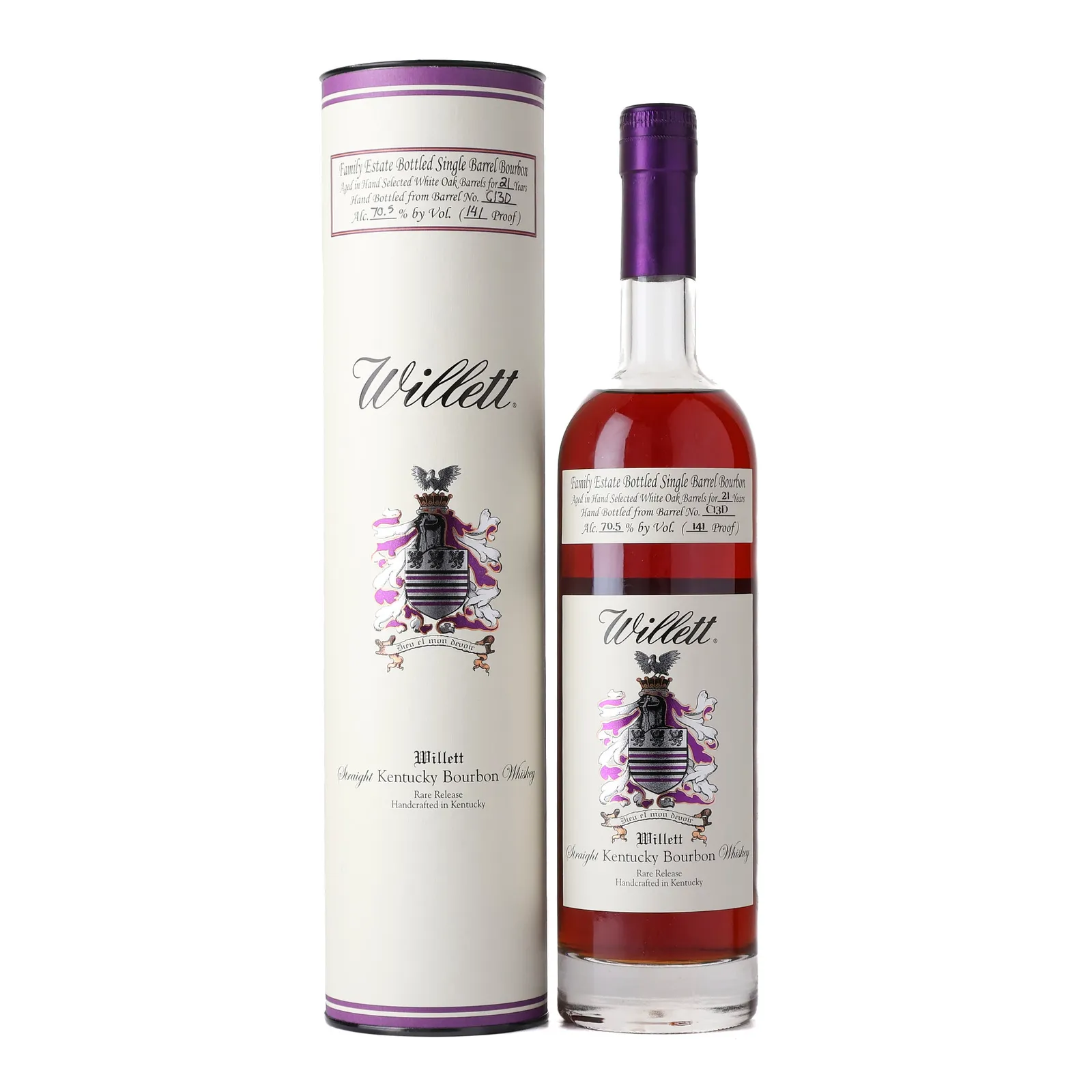 Willett Family Estate 21 Year Old, Bourbon Cask, Cask #C13D, 70.5% whisky bottle
